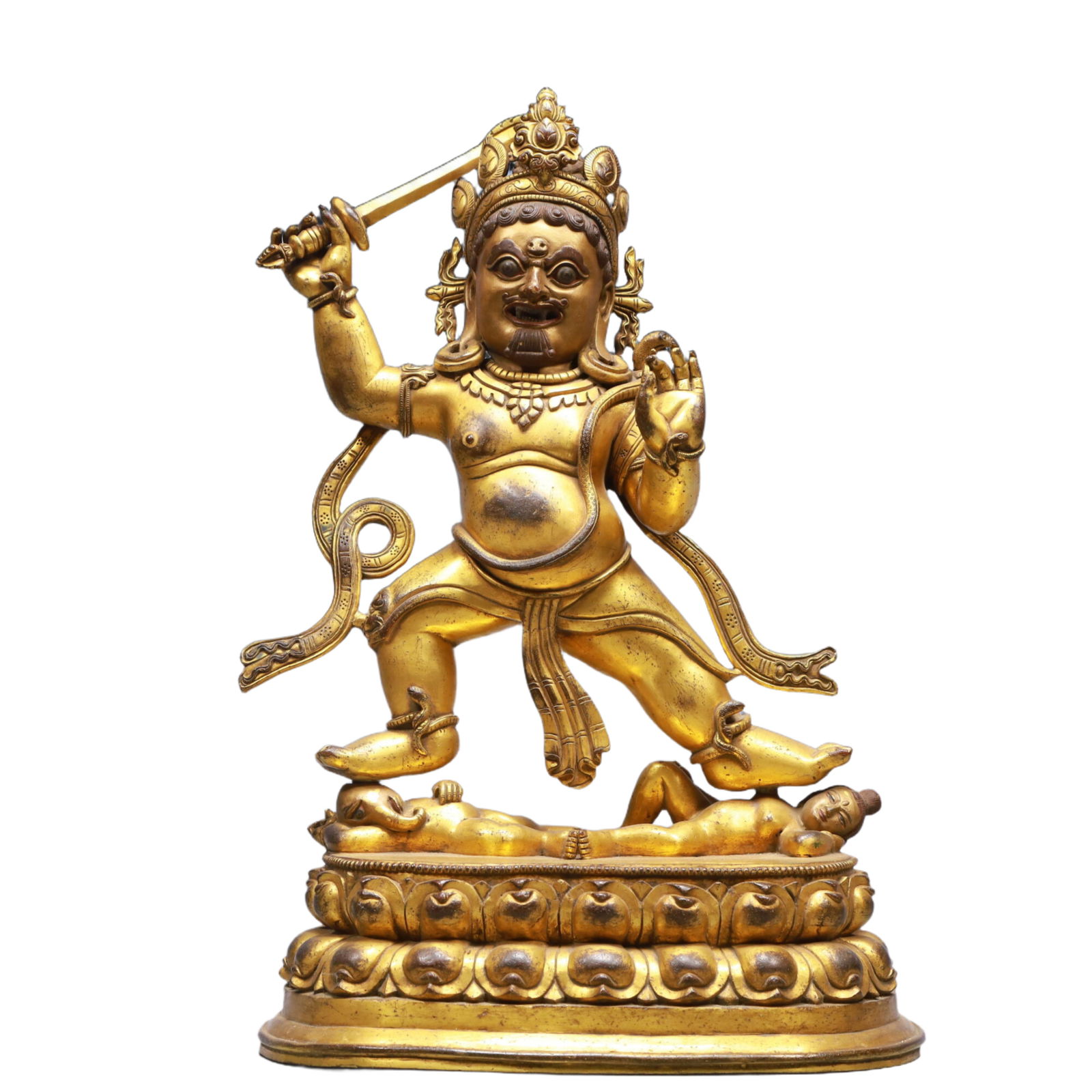 A Solemn Gilt Bronze Statue of Vajra: A Solemn Gilt Bronze Statue of Vajra,Ming Dynasty, China,Size:28x20x18.1in,Weight:9700g 