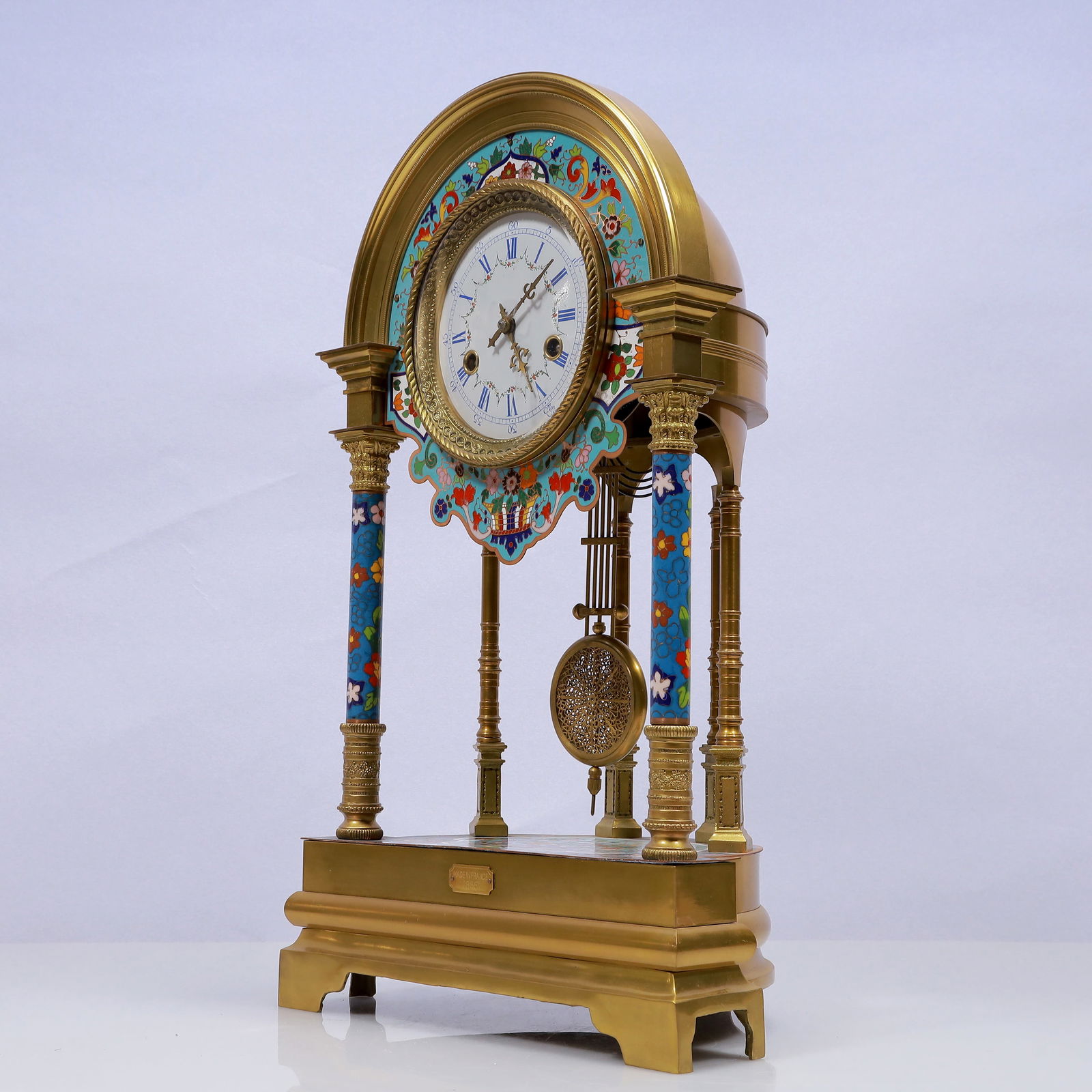 An Exquisite Cloisonne Flower Pattern Table Clock Ornament - 4