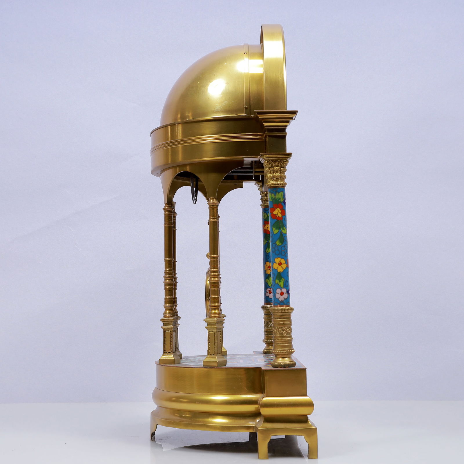 An Exquisite Cloisonne Flower Pattern Table Clock Ornament - 6