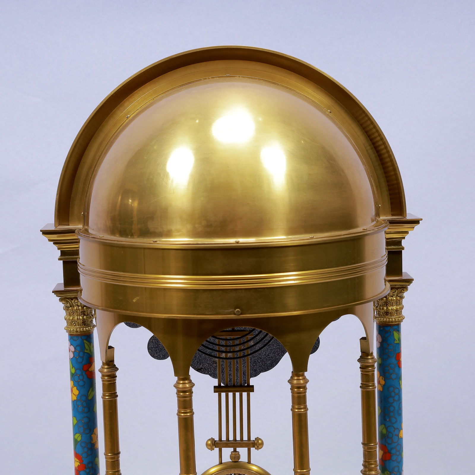 An Exquisite Cloisonne Flower Pattern Table Clock Ornament - 8