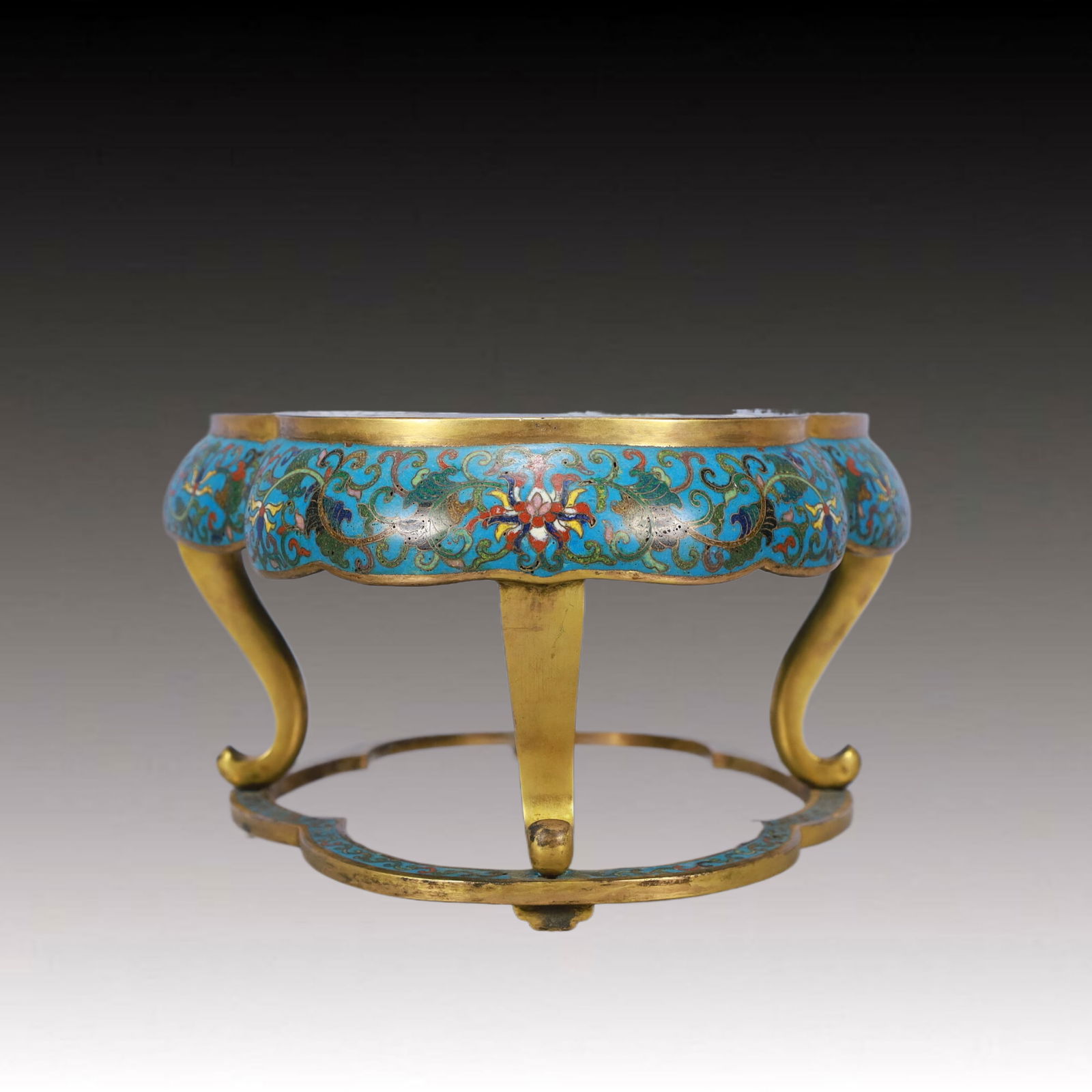 A Rare Cloisonne Landscape Pattern Base - 6