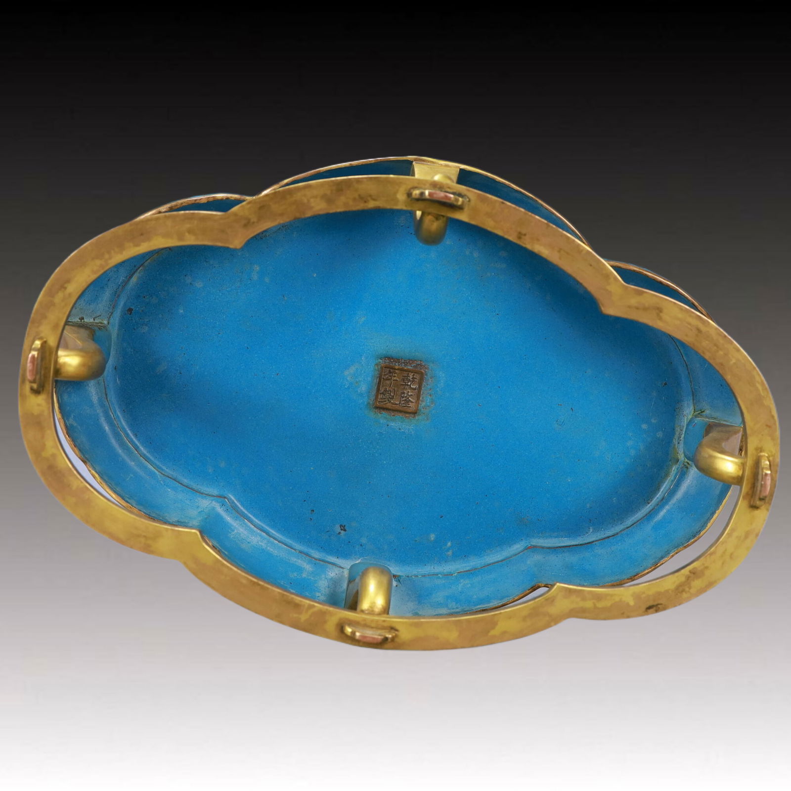 A Rare Cloisonne Landscape Pattern Base - 7