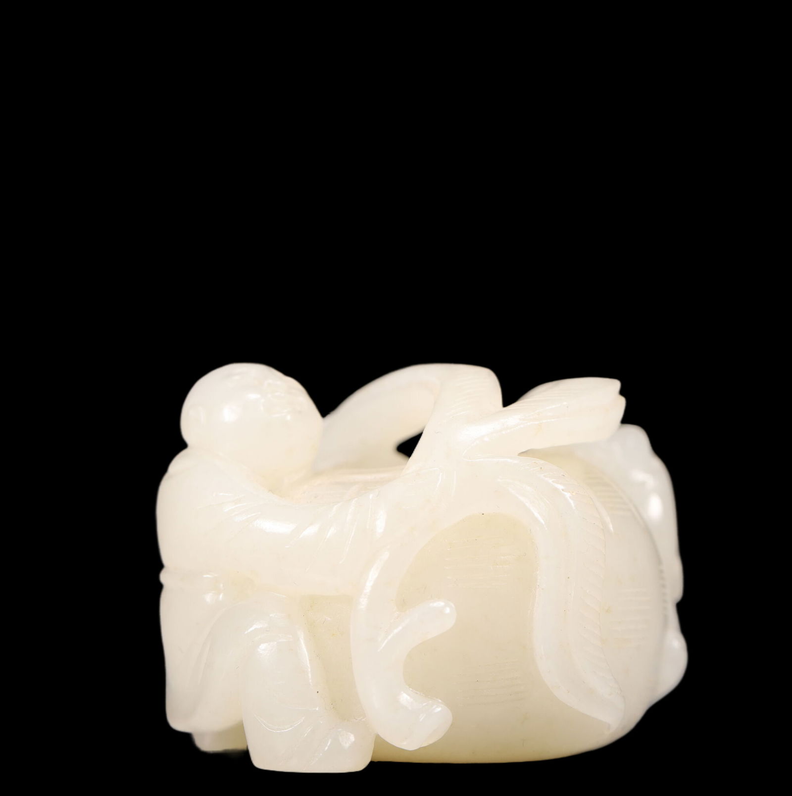 An Exquisite White Jade Figure Pattern Brush Washer - 3