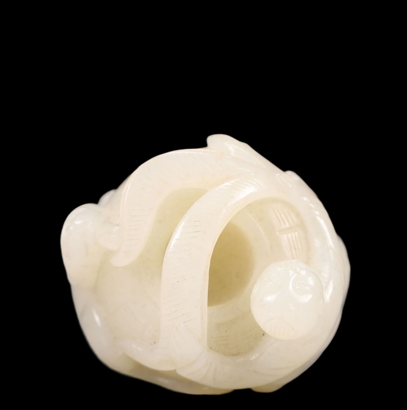 An Exquisite White Jade Figure Pattern Brush Washer - 5