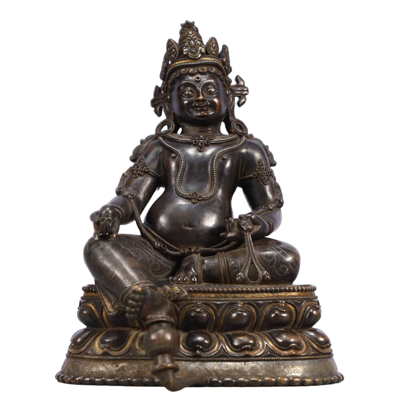 A Solemn Bronze Statue of Mammon: A Solemn Bronze Statue of Mammon,Qing Dynasty, China,Size:7.9inx7.1inx10.6in,Weight:4250g 铜财神像,中国清代