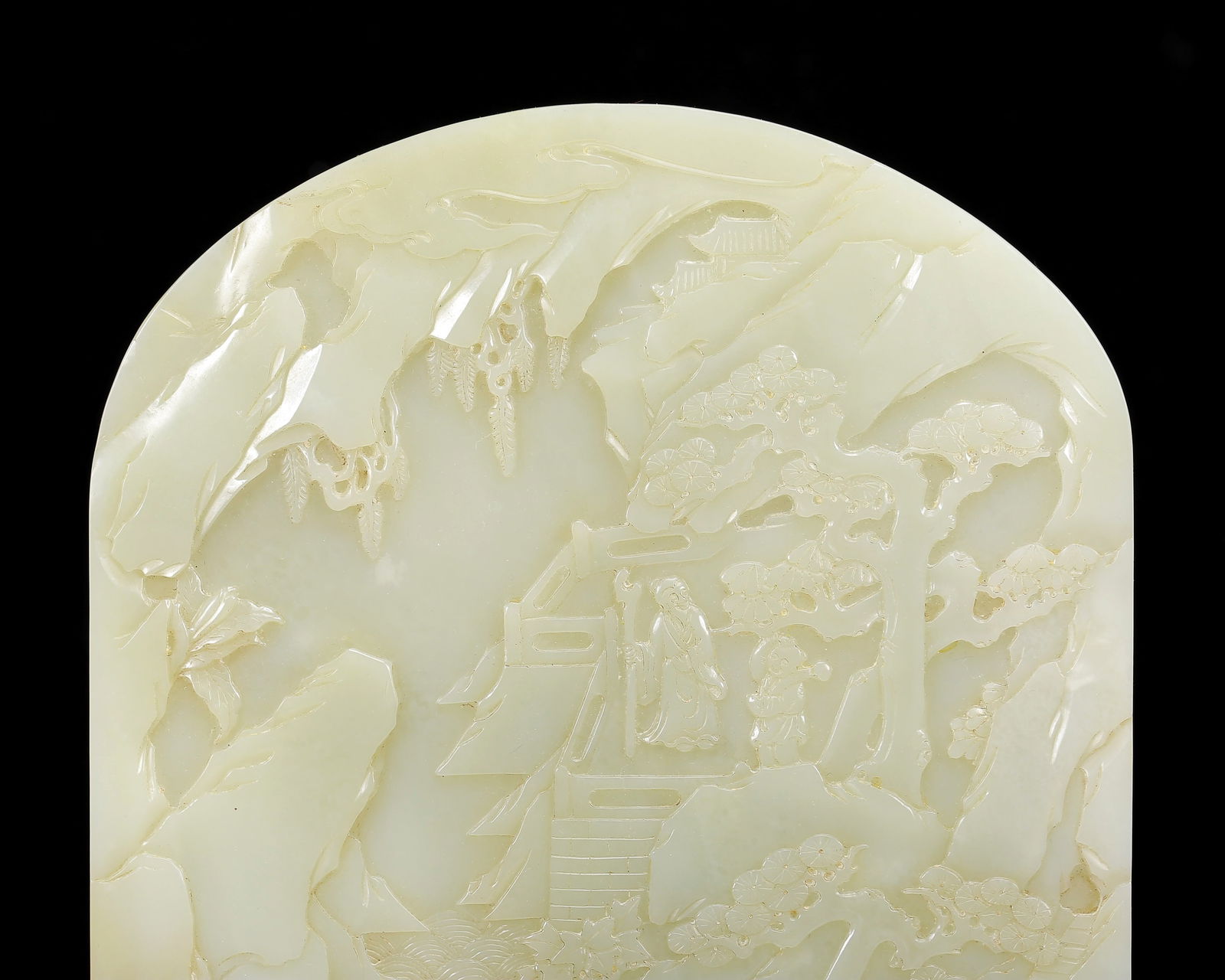 An Exquisite White Jade Landscape and Figure Pattern Table Screen - 4