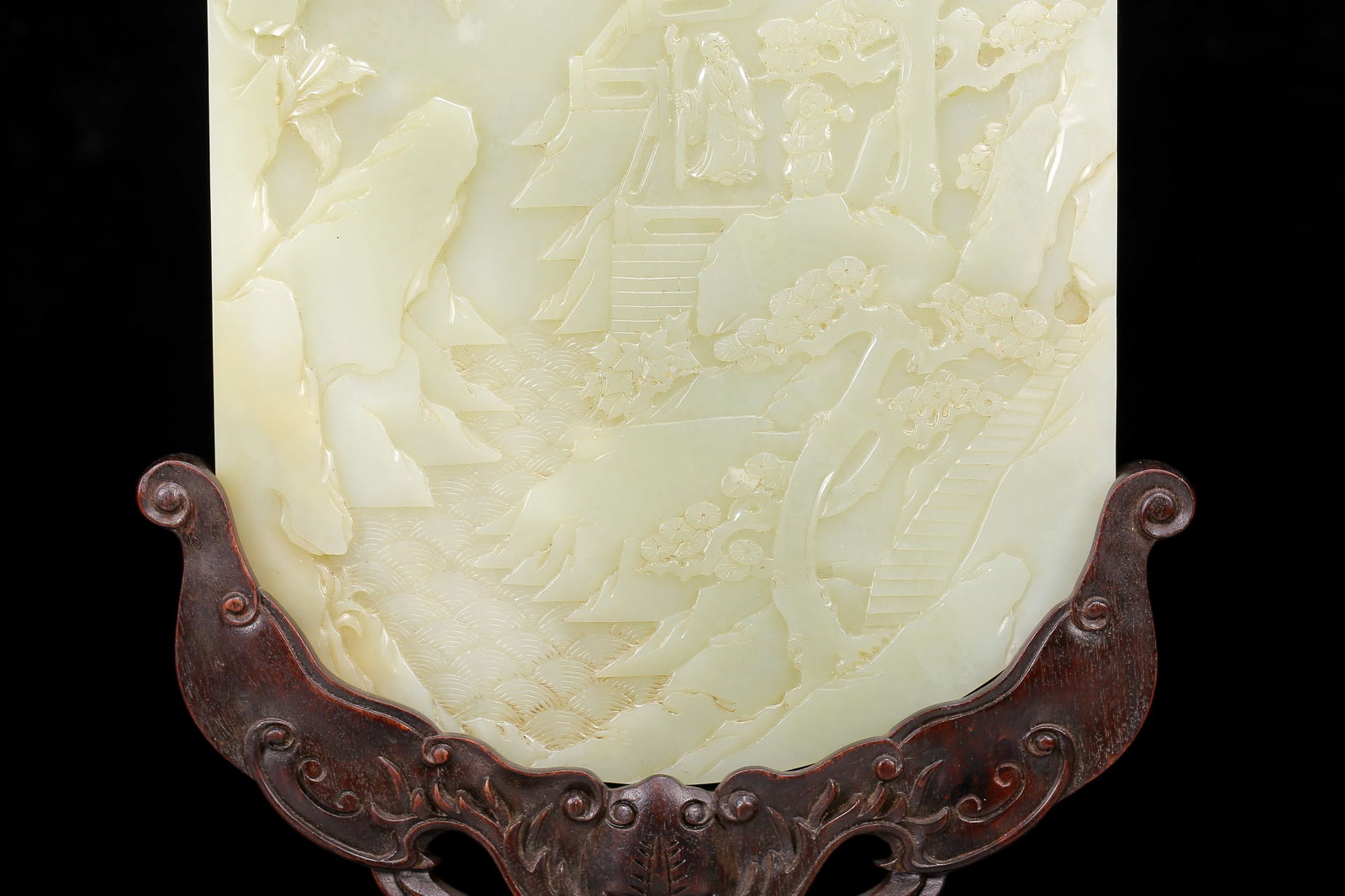 An Exquisite White Jade Landscape and Figure Pattern Table Screen - 5