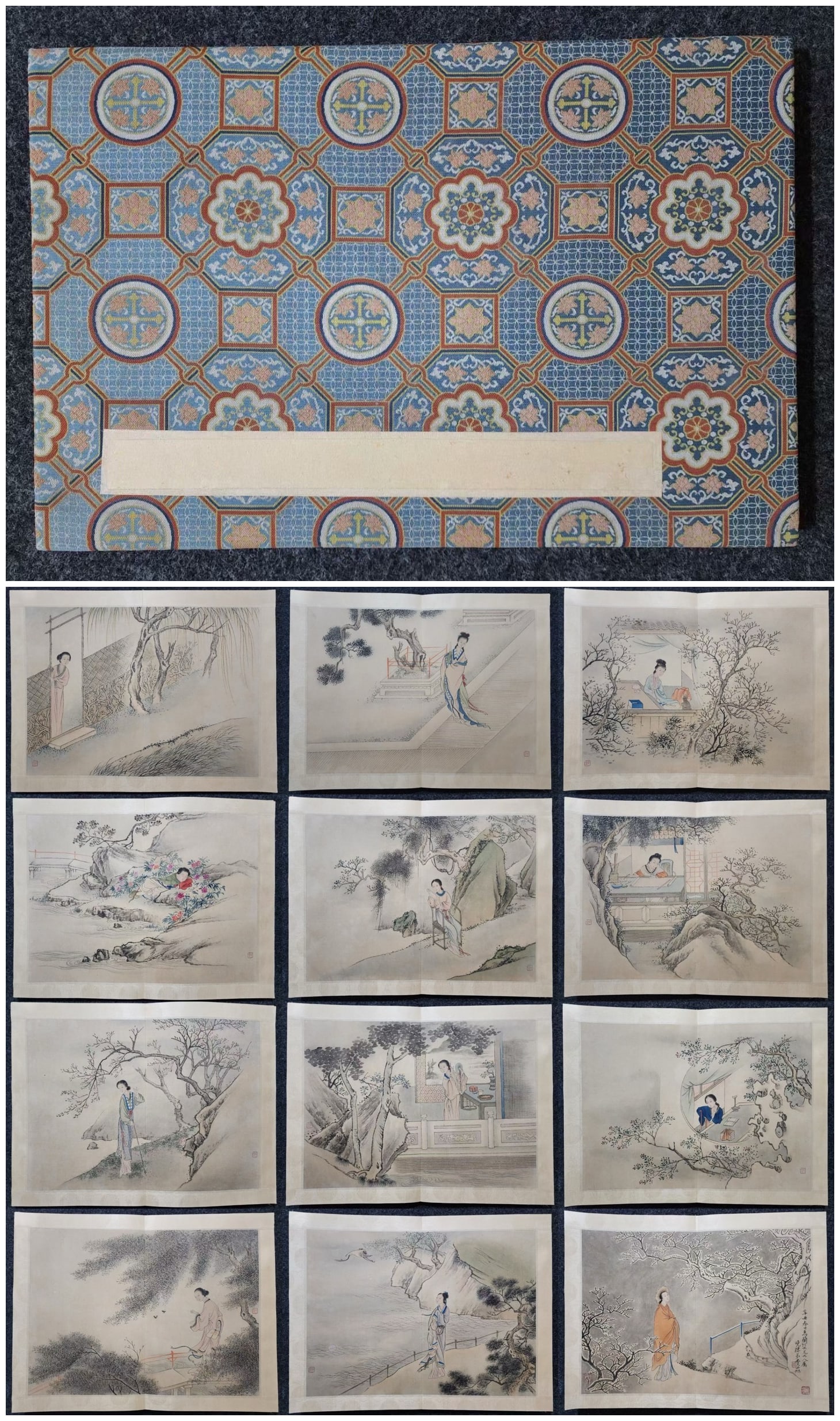 A Chinese Album Ink Painting of Figure on Paper,Fei Danxu: A Chinese Album Ink Painting of Figure on Paper,Fei Danxu,Size:(Entirety)18.3inx12.2in 