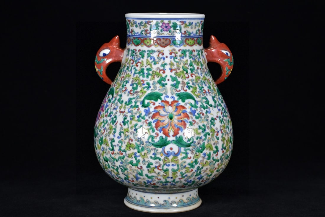 A Rare Doucai Flower Pattern Beast-Ears Jar - 3