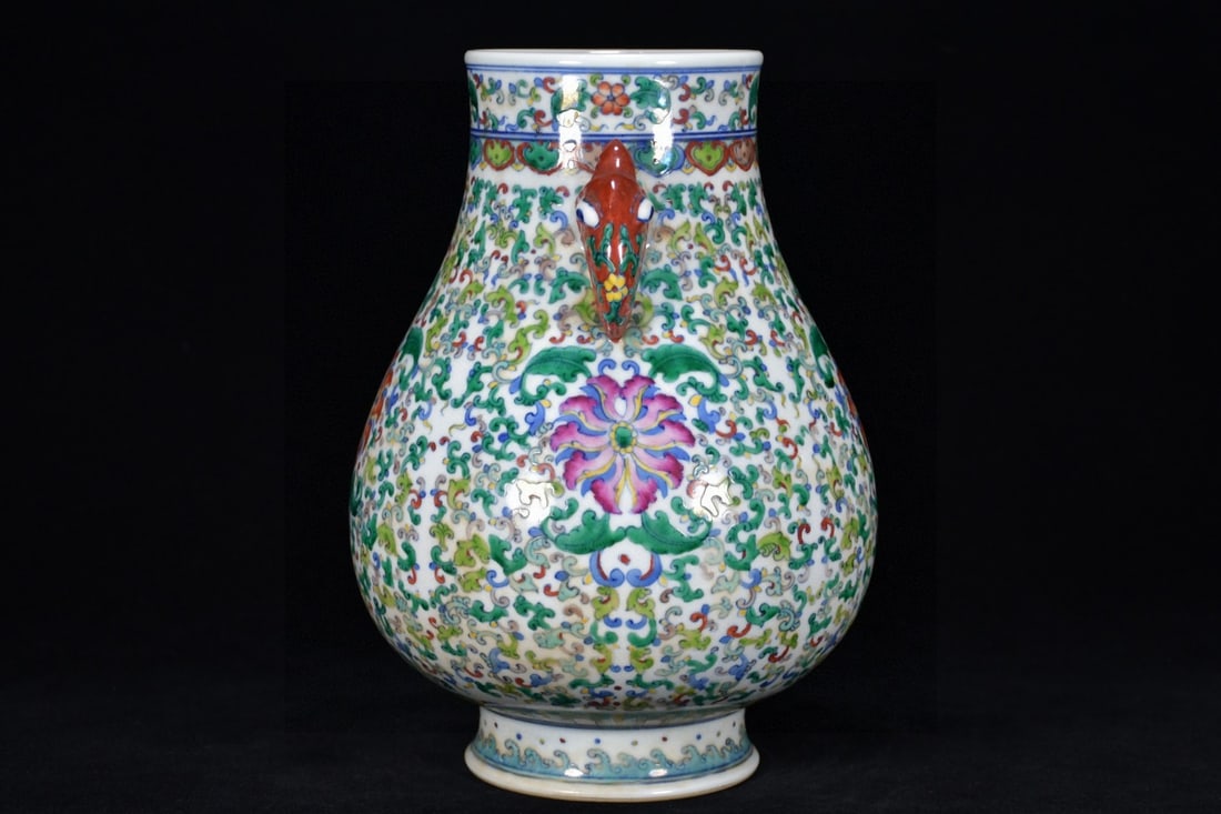 A Rare Doucai Flower Pattern Beast-Ears Jar - 4