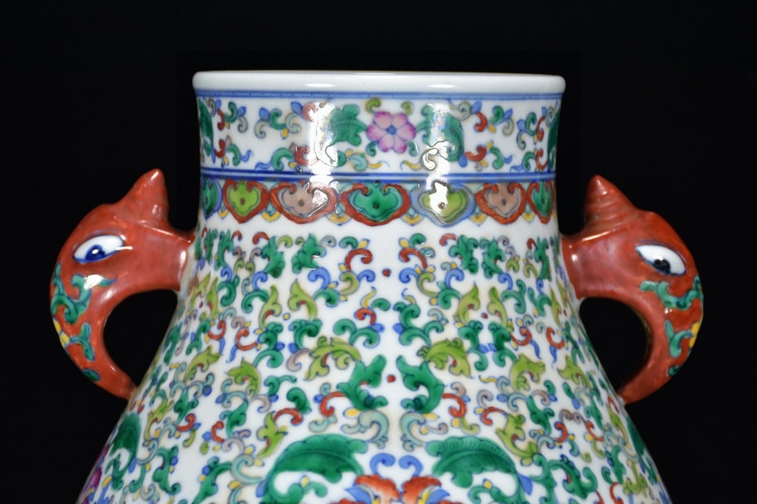 A Rare Doucai Flower Pattern Beast-Ears Jar - 5