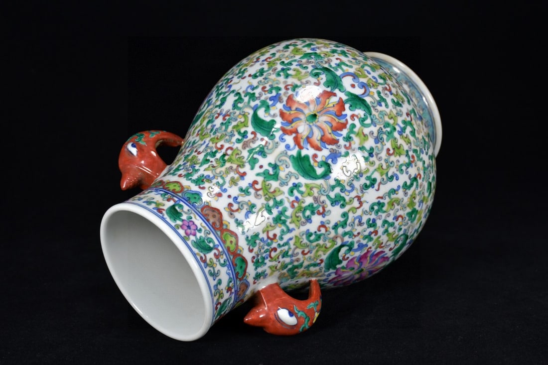 A Rare Doucai Flower Pattern Beast-Ears Jar - 7