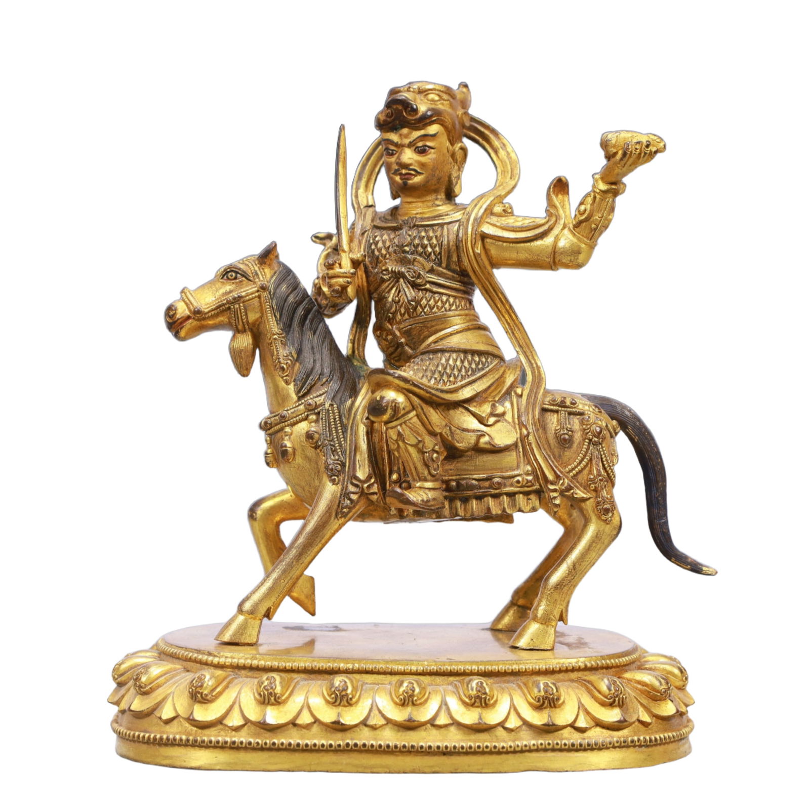 A Solemn Gilt Bronze Figure Ornament: A Solemn Gilt Bronze Figure Ornament,Ming Dynasty, China,Size:7.3inx4.5inx8.7in Weight:3750g 铜鎏金人物摆件,中国明代