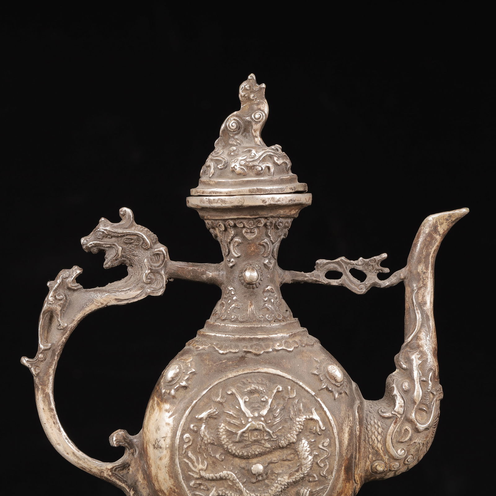 An Exquisite Silver Dragon Pattern Ewer - 2