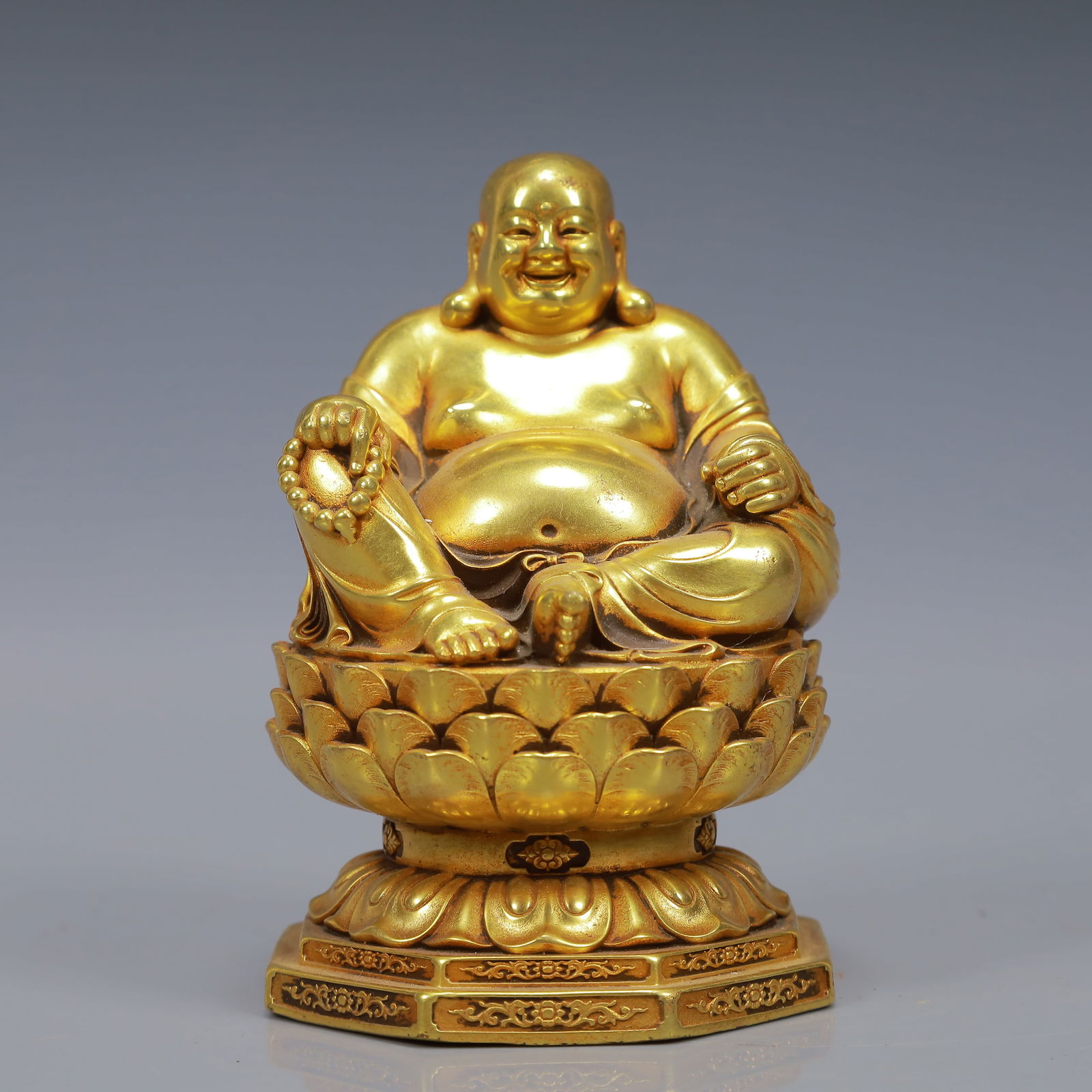 An Exquisite Gilt Bronze Statue of Maitreya Buddha (1 of 7)