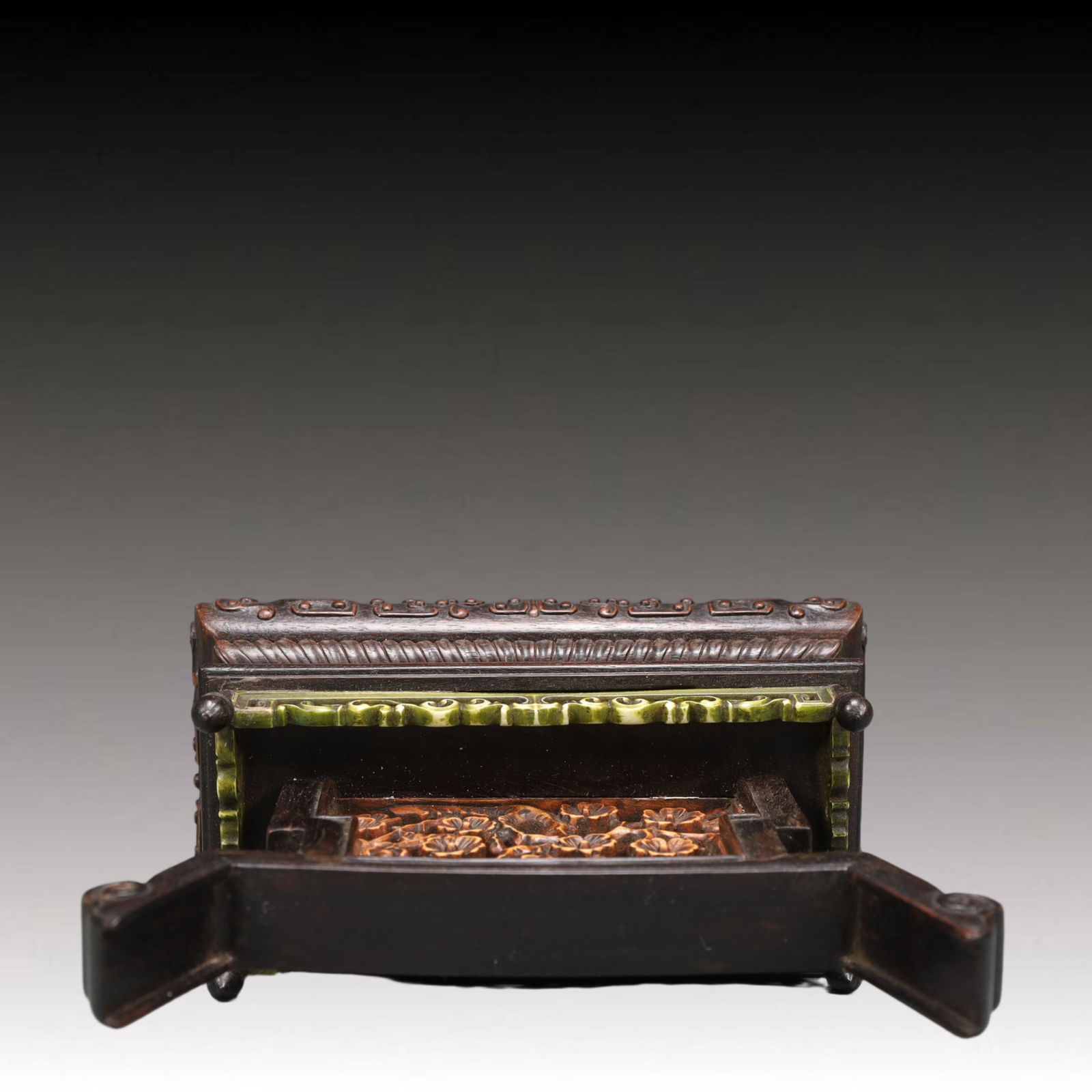 A Precious White Jade Flower Pattern Table Screen,With poem - 10