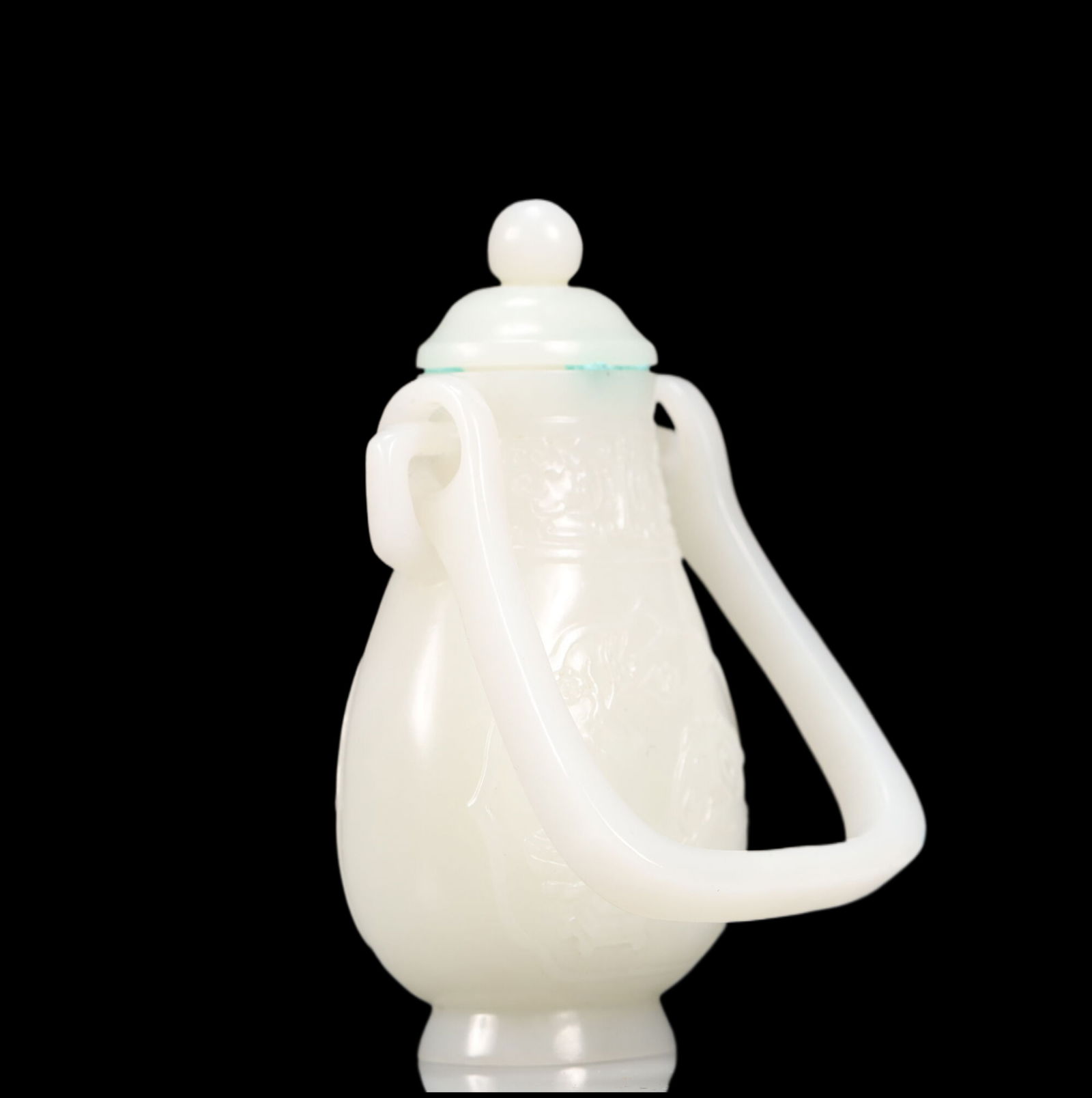 An Exquisite White Jade Rabbit Pattern Double-Ears Ewer - 3