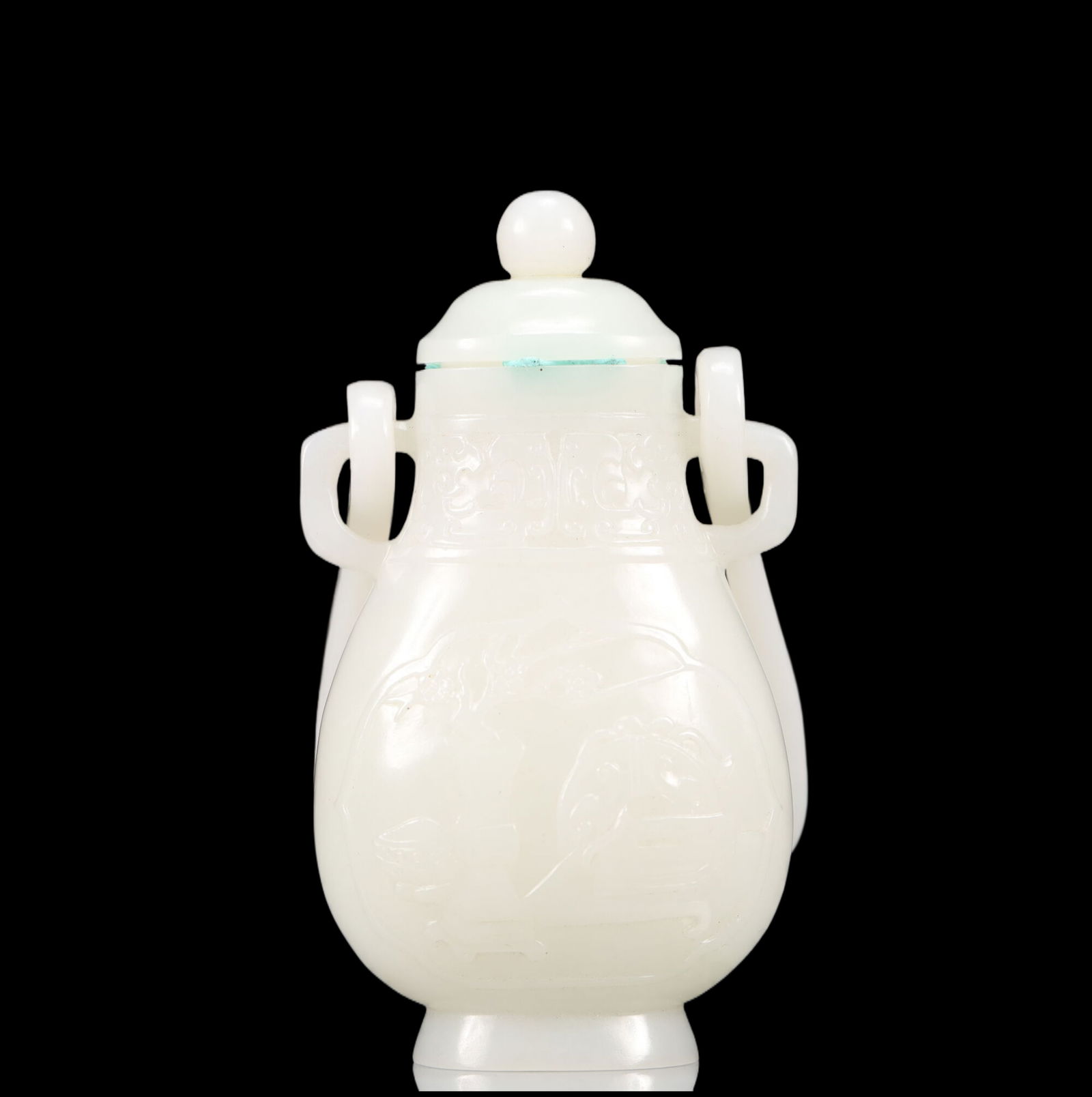 An Exquisite White Jade Rabbit Pattern Double-Ears Ewer - 4
