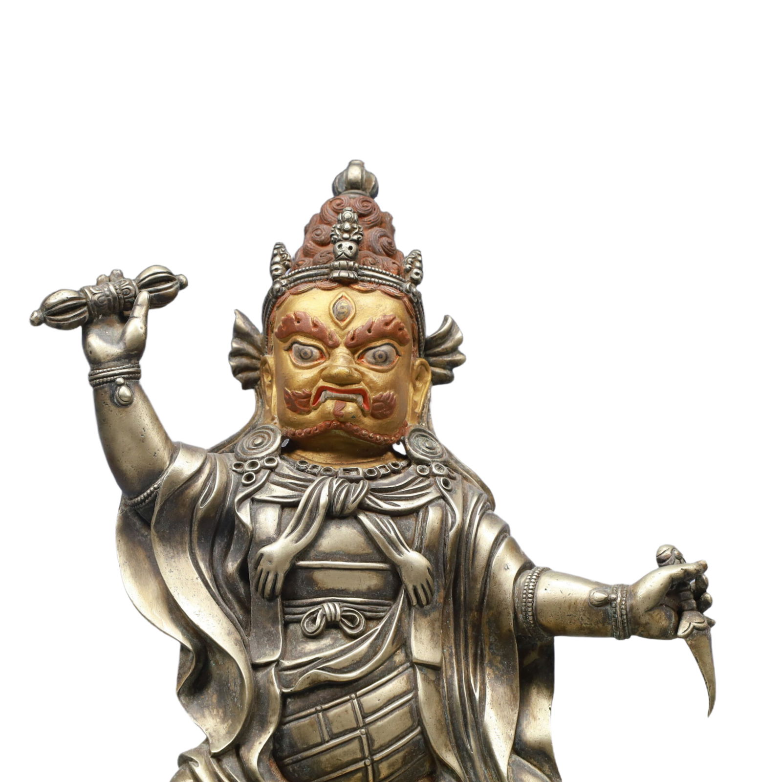 A Solemn Gilt Bronze and Silver Statue of Vajra - 2