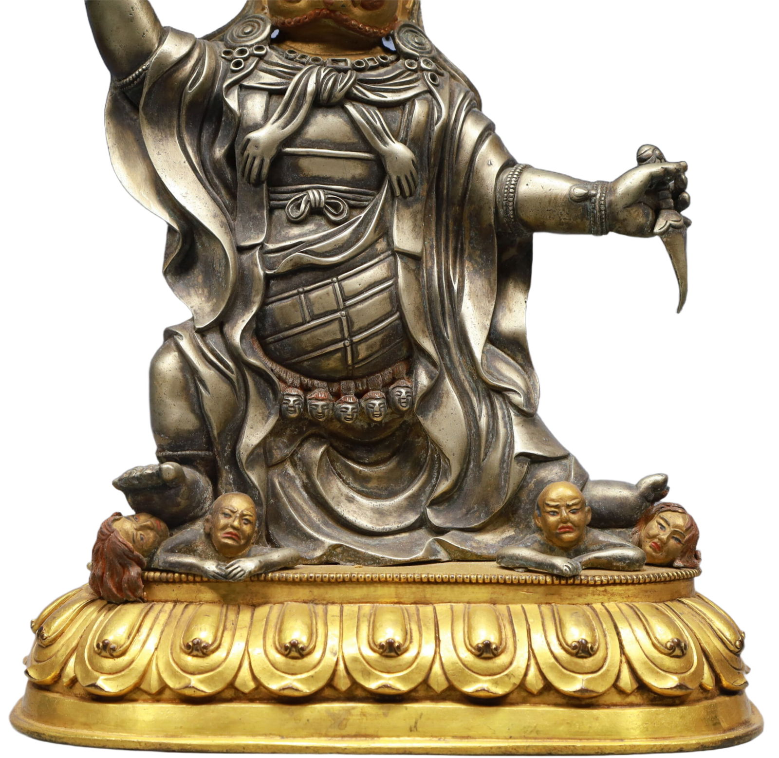 A Solemn Gilt Bronze and Silver Statue of Vajra - 3