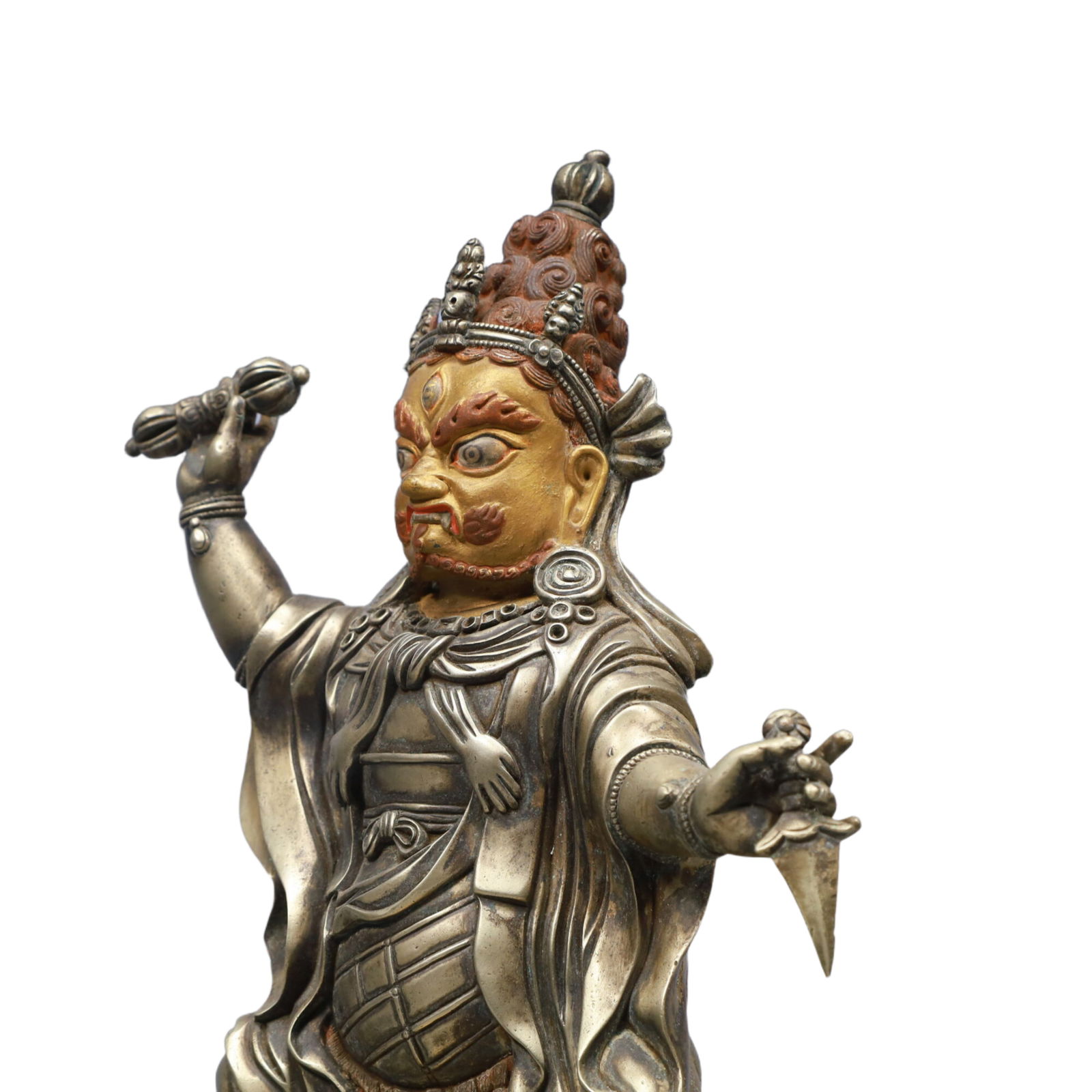 A Solemn Gilt Bronze and Silver Statue of Vajra - 5