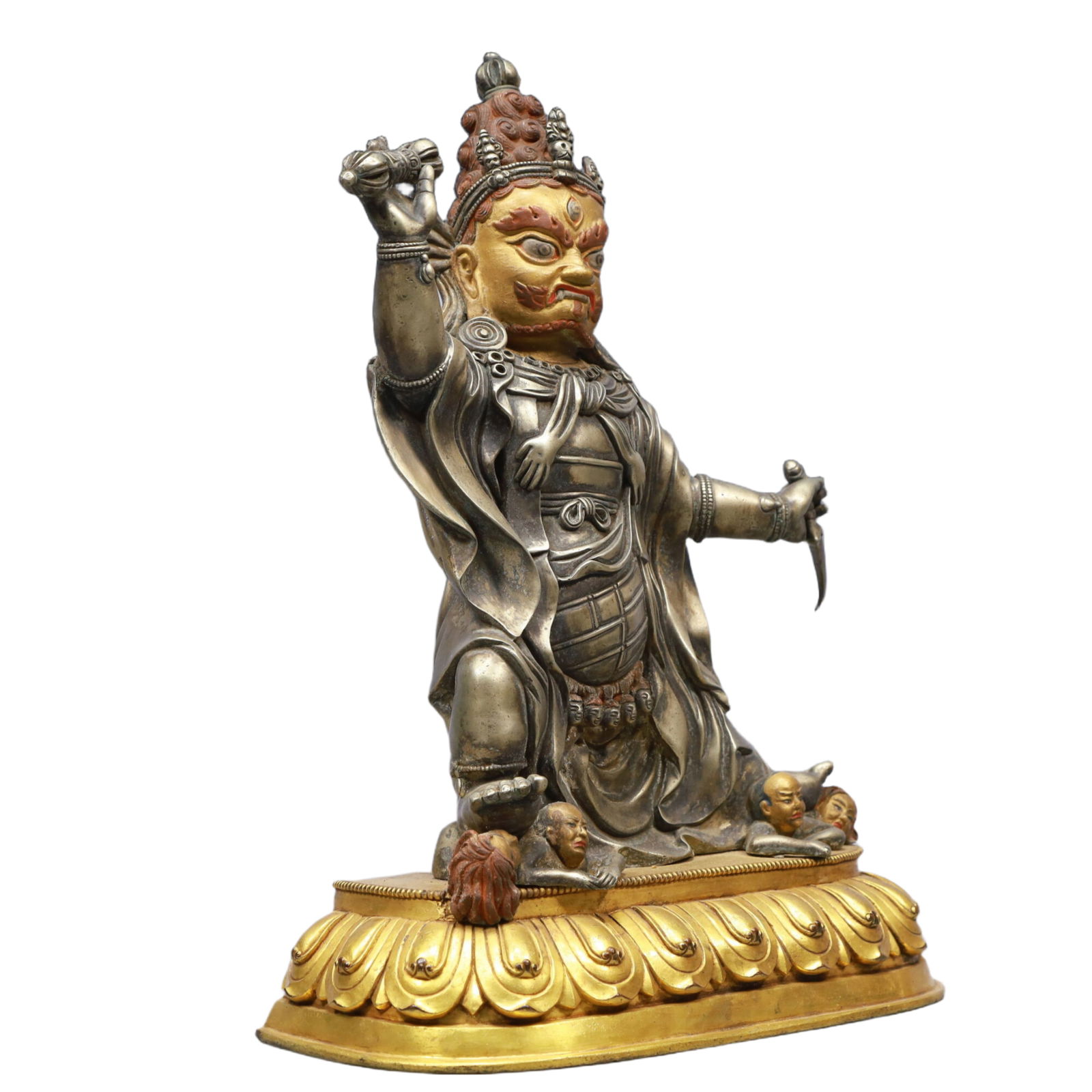A Solemn Gilt Bronze and Silver Statue of Vajra - 6