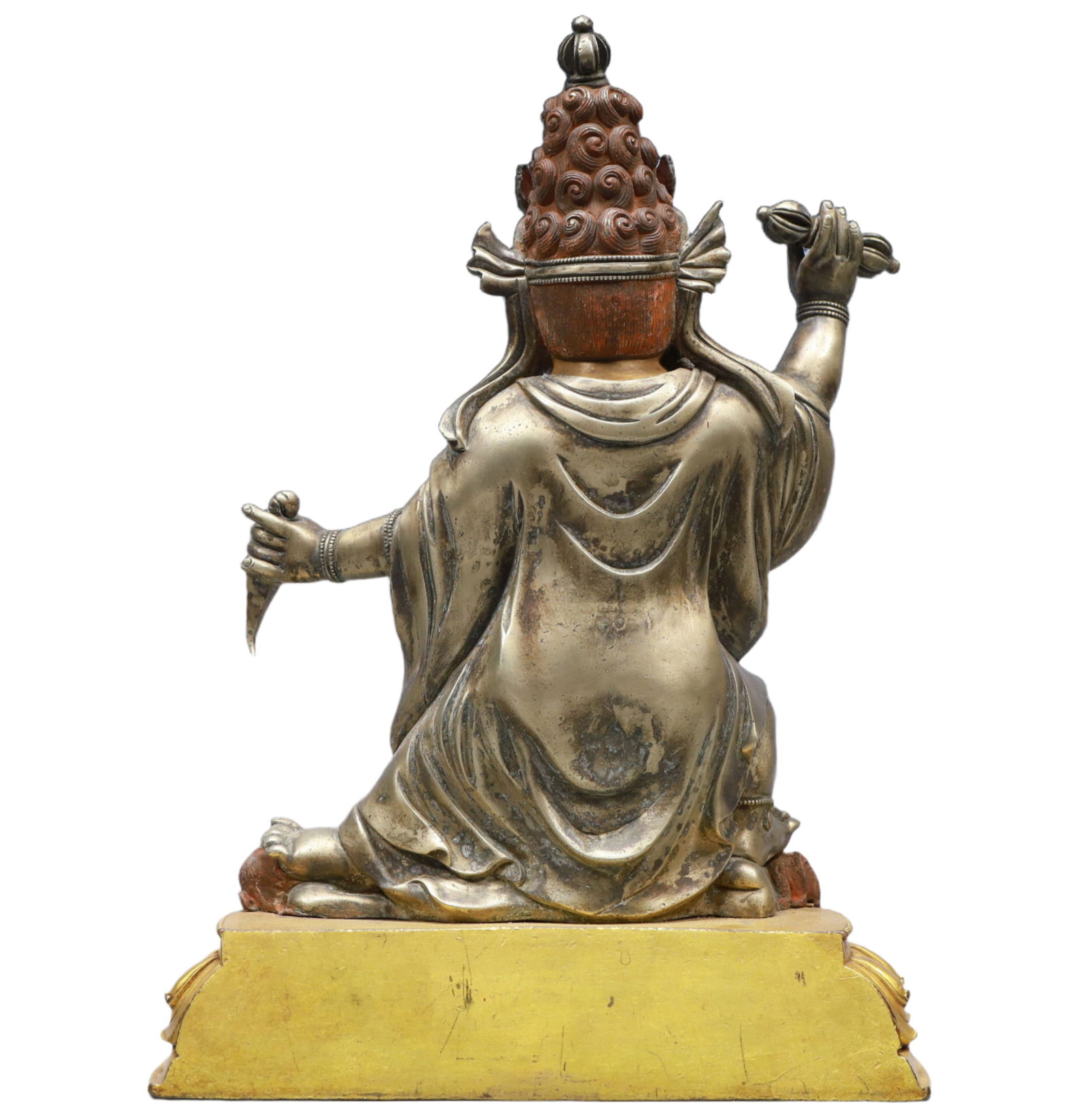 A Solemn Gilt Bronze and Silver Statue of Vajra - 8