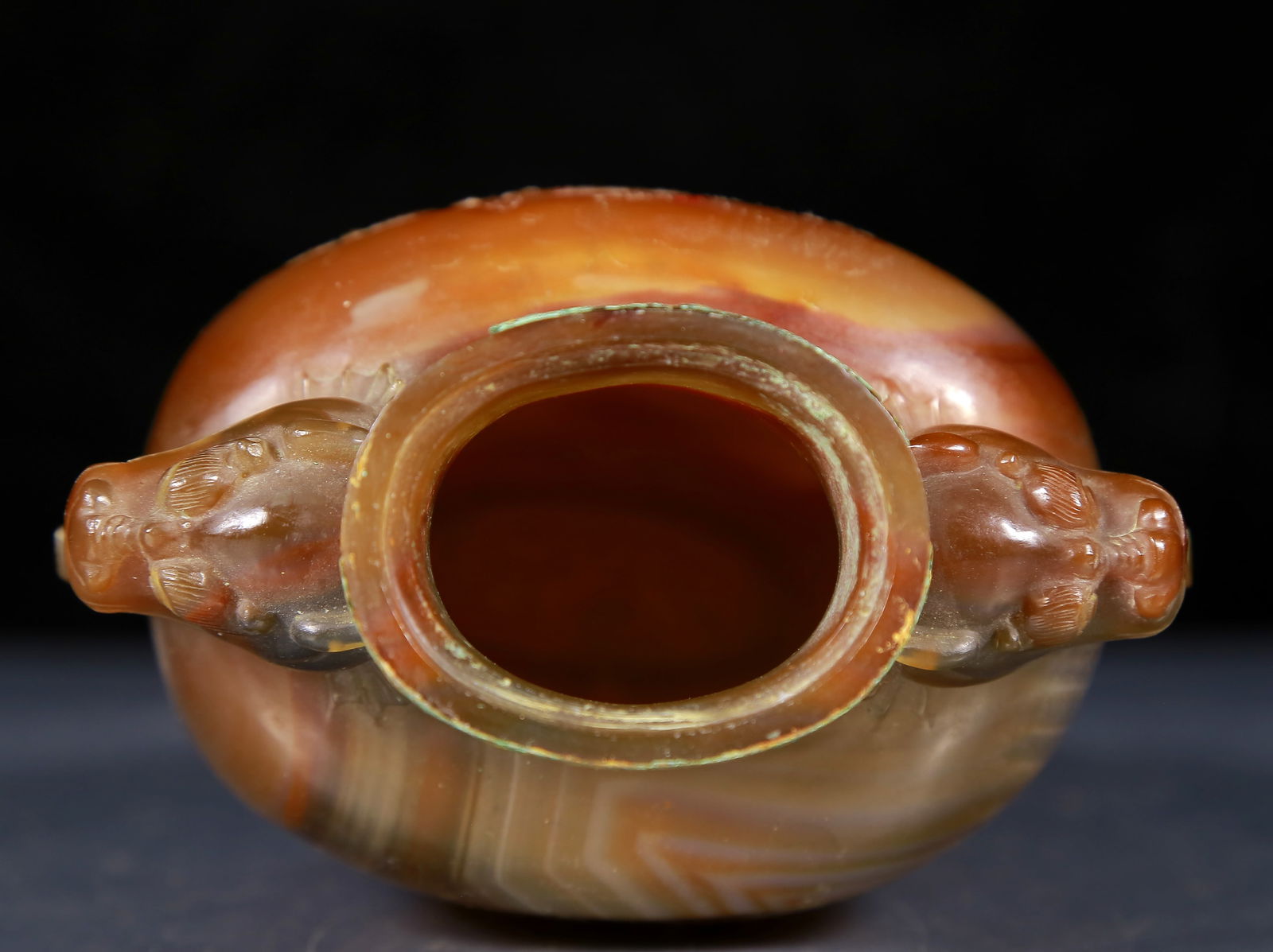 An Exquisite Agate Flower and Bird Pattern Double-Ears Bottle - 8