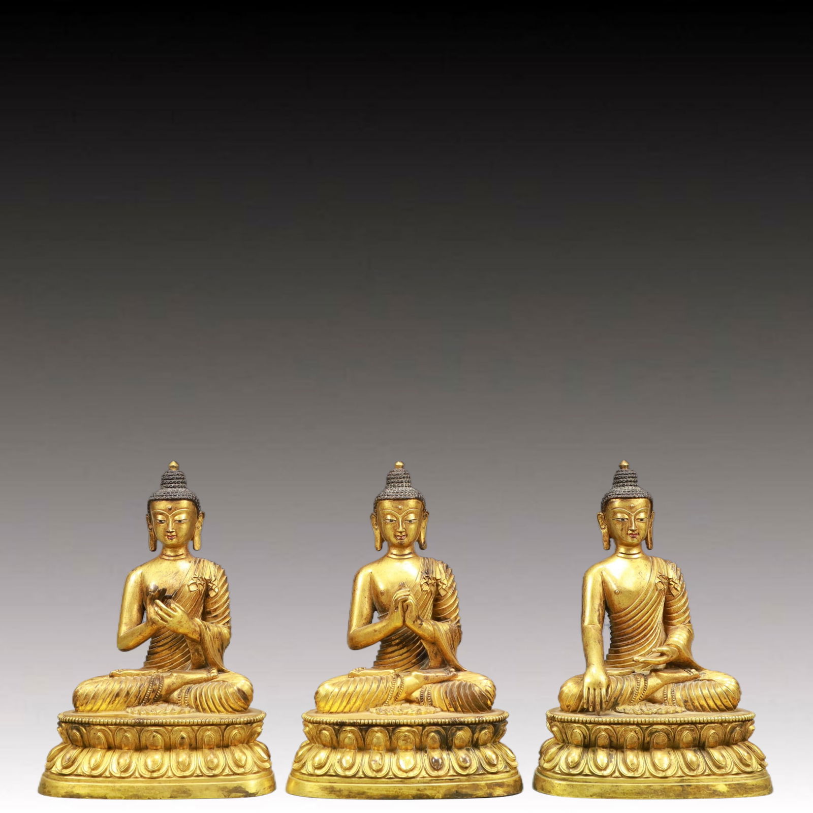 A Set of Solemn Gilt Bronze Statue of Sakyamuni (1 of 11)