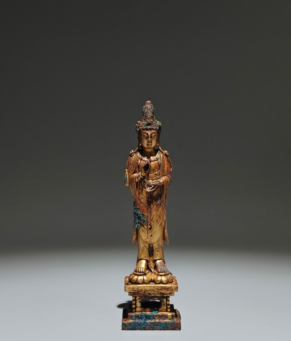 A Solemn Gilt Bronze Buddha Statue,With Inscription (1 of 9)