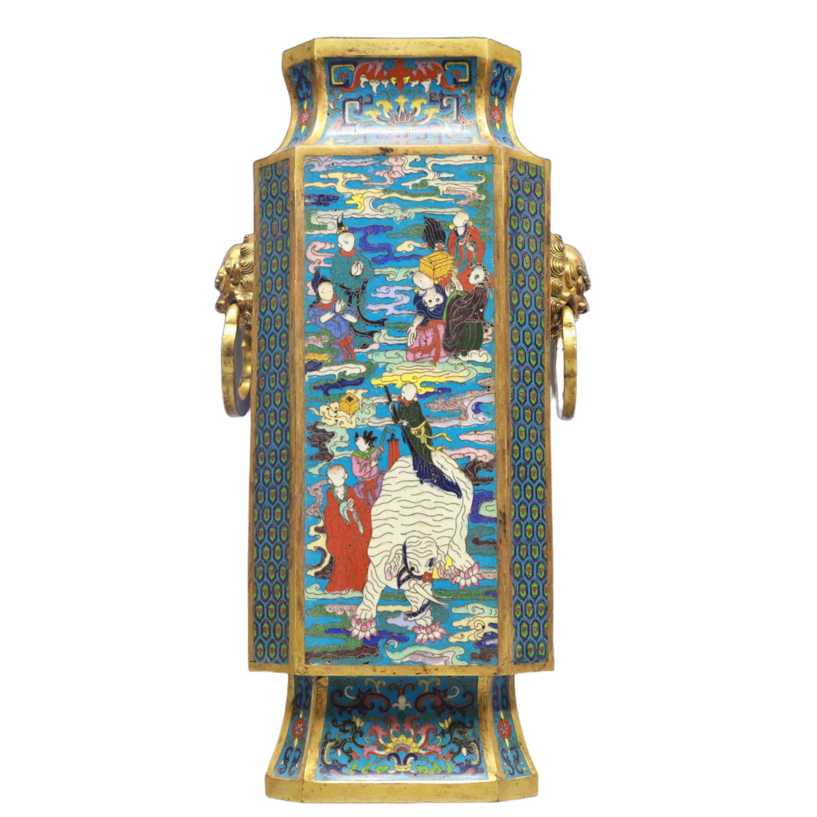 A Pair of Exquisite Cloisonne Character and Story Pattern Double-Ears Vases - 4