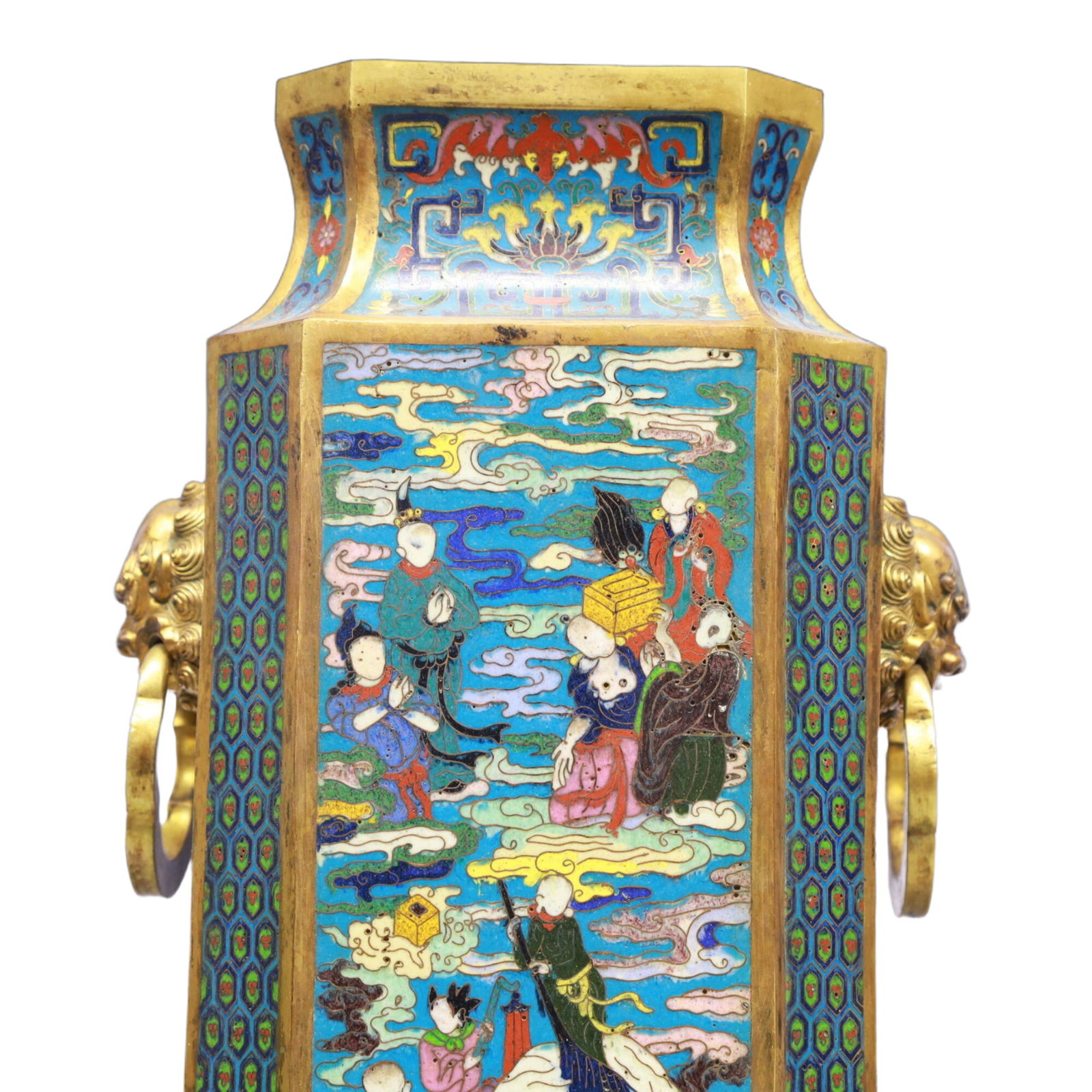 A Pair of Exquisite Cloisonne Character and Story Pattern Double-Ears Vases - 5