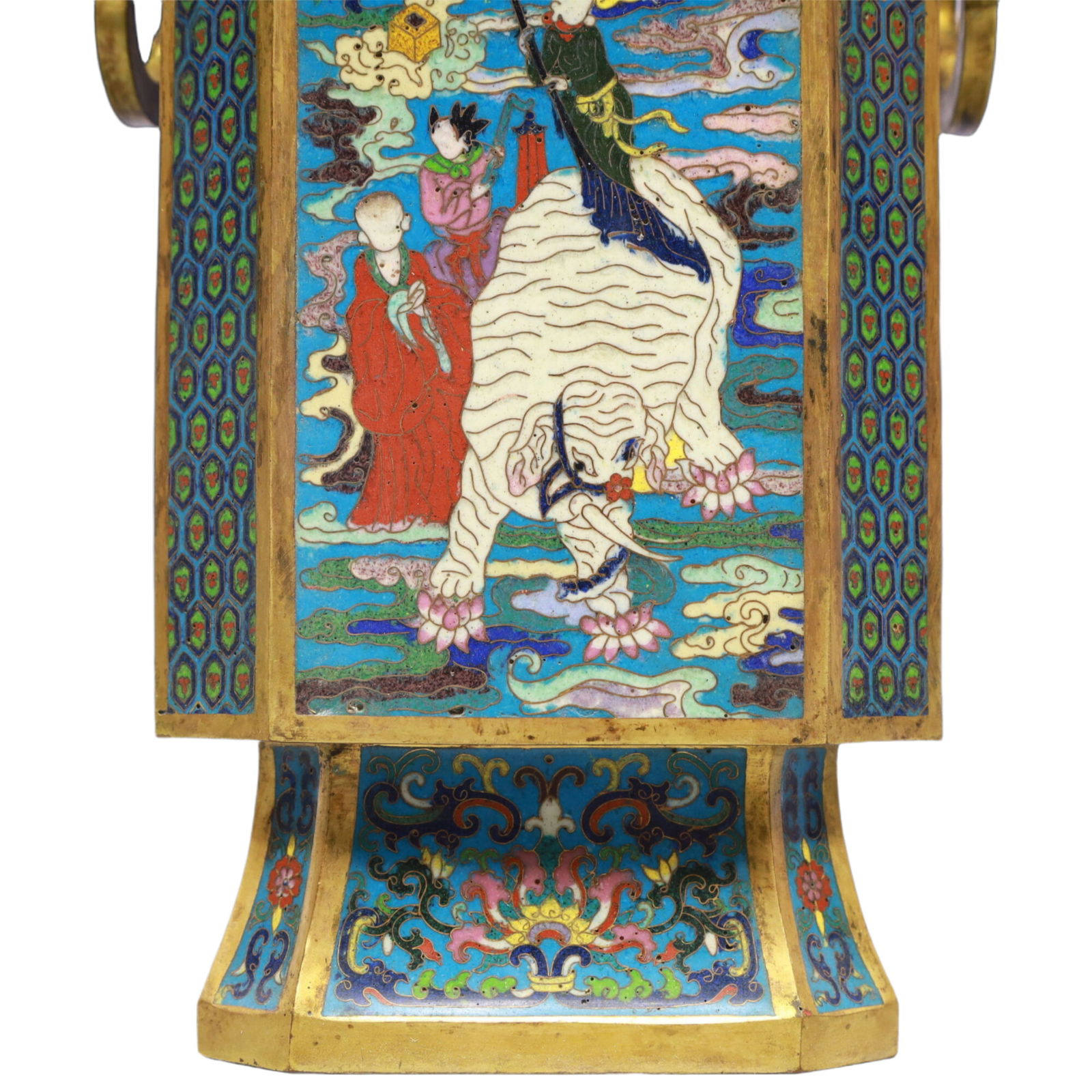 A Pair of Exquisite Cloisonne Character and Story Pattern Double-Ears Vases - 6