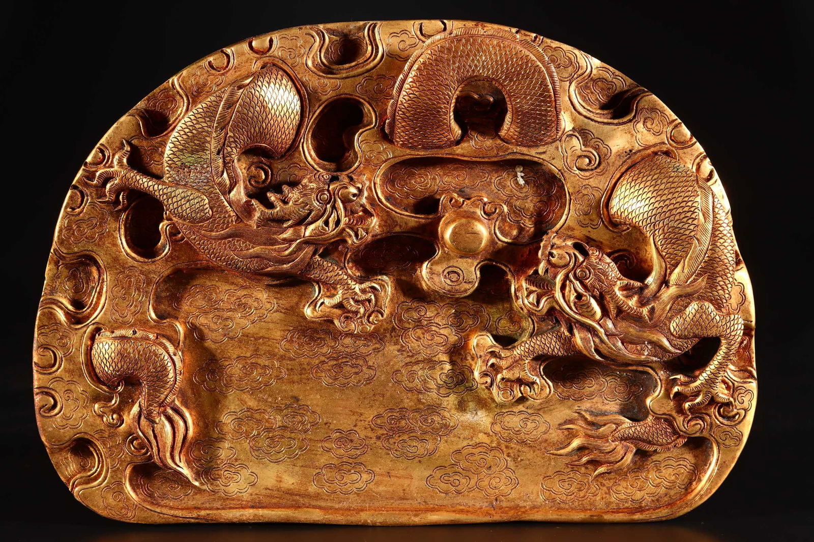 A Rare Gilt Bronze Dragon Pattern Inkstone (1 of 9)