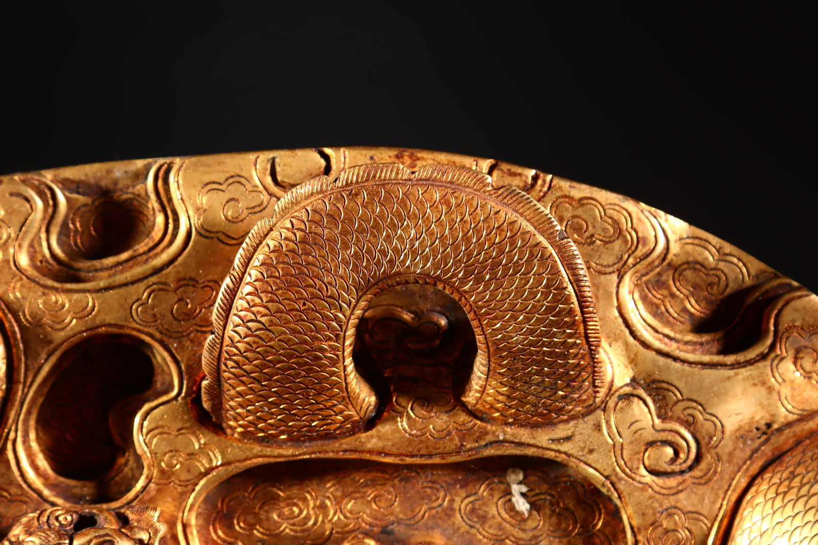 A Rare Gilt Bronze Dragon Pattern Inkstone - 5