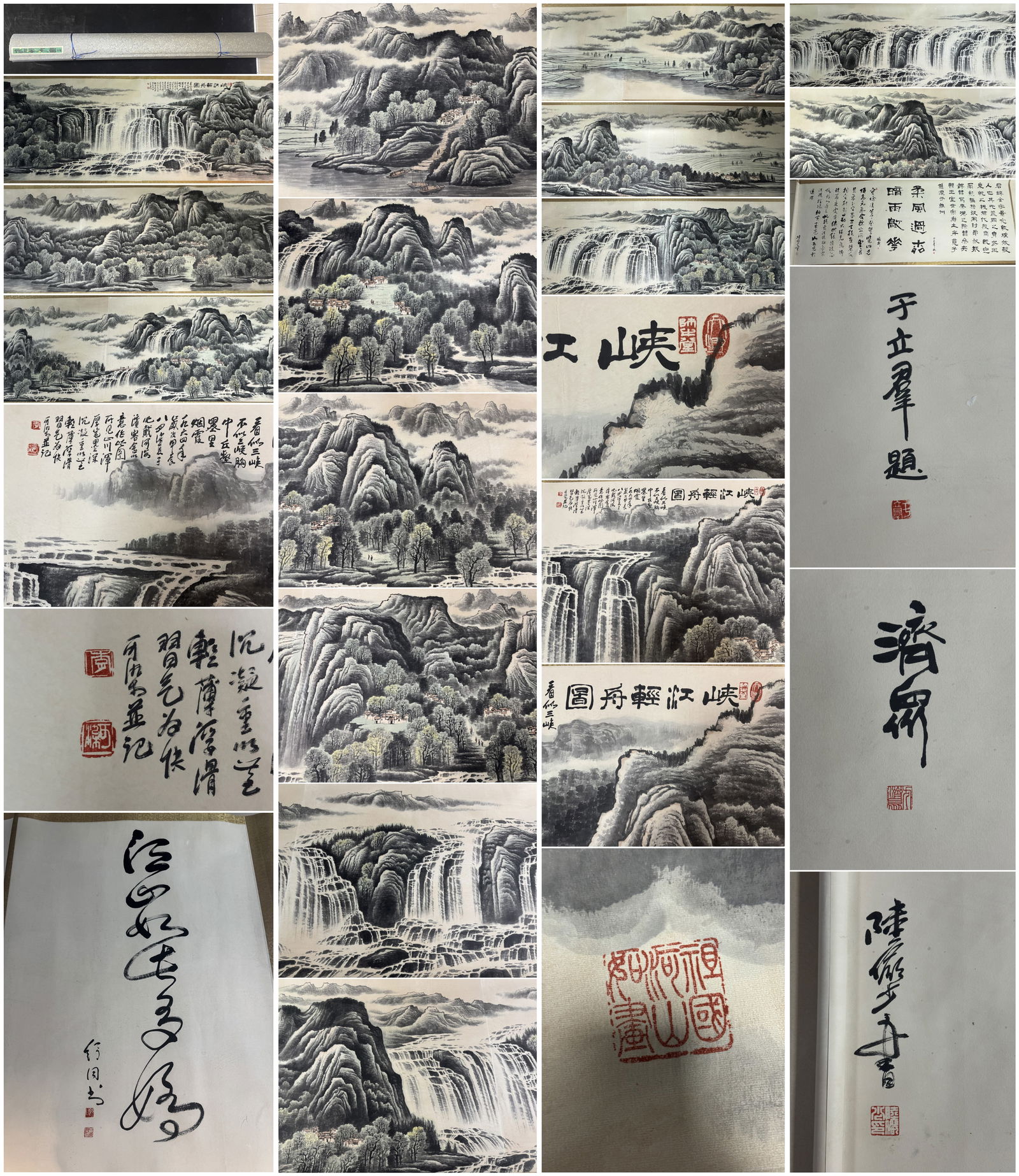 A Chinese Hand Scroll Ink Painting of Landscape on Paper,Li Keran: A Chinese Hand Scroll Ink Painting of Landscape on Paper,Li Keran,Size:1574.8inx629.9in 