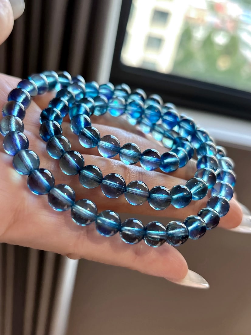 An Exquisite Aquamarine Bracelets: An Exquisite Aquamarine Bracelets,Size:7.8mm,Weight:45.8g 海蓝宝手串