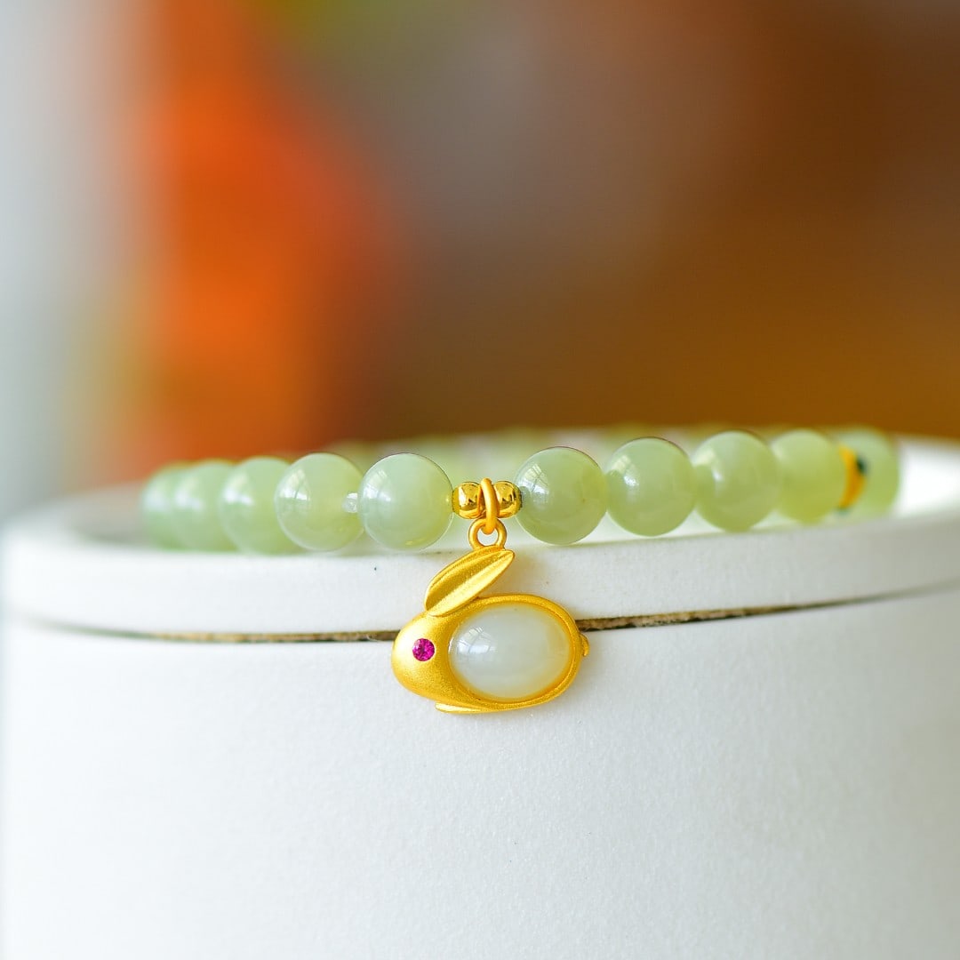 An Exquisite Greenish Jade Bracelets: An Exquisite Greenish Jade Bracelets,Size:8mm 青白玉手串