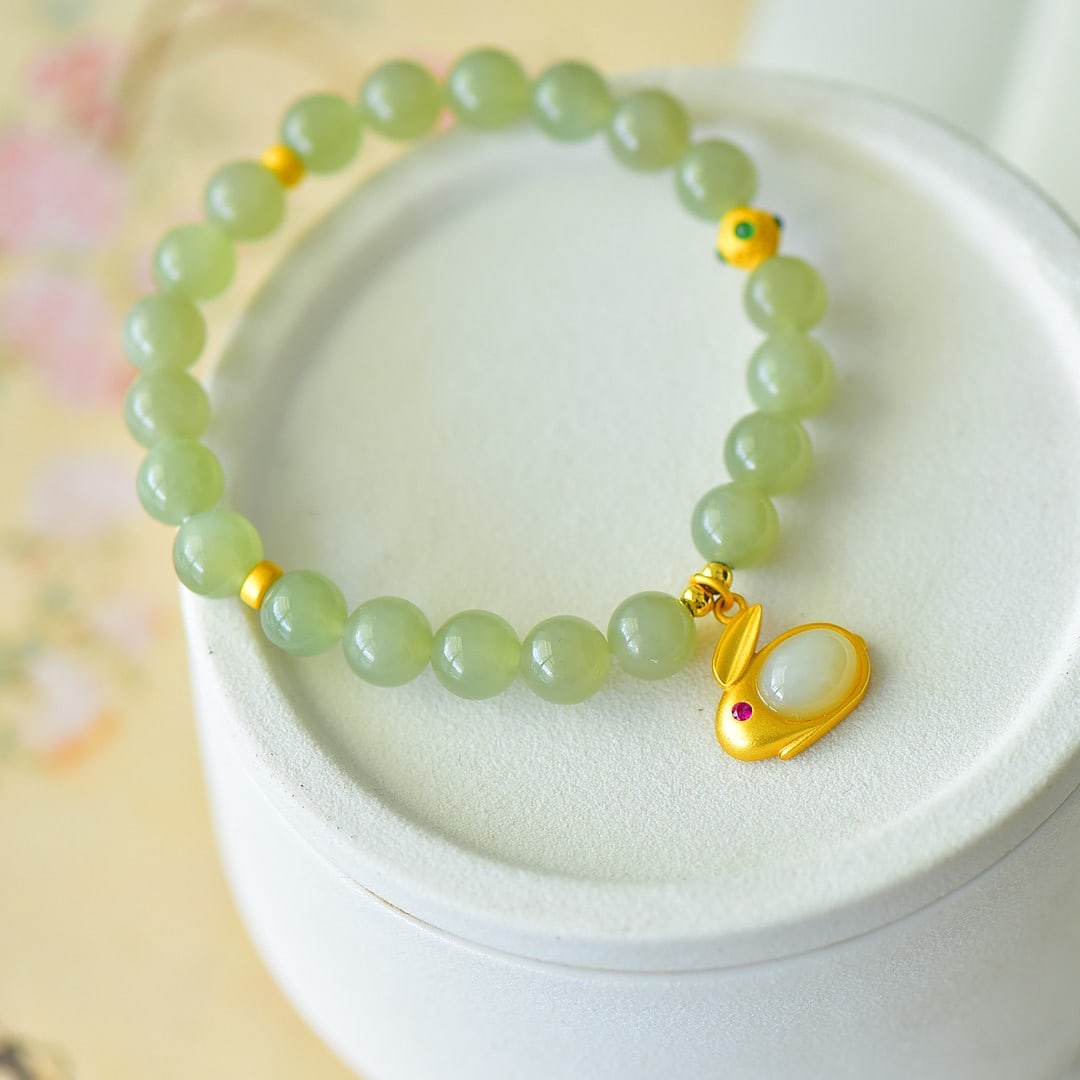 An Exquisite Greenish Jade Bracelets - 5