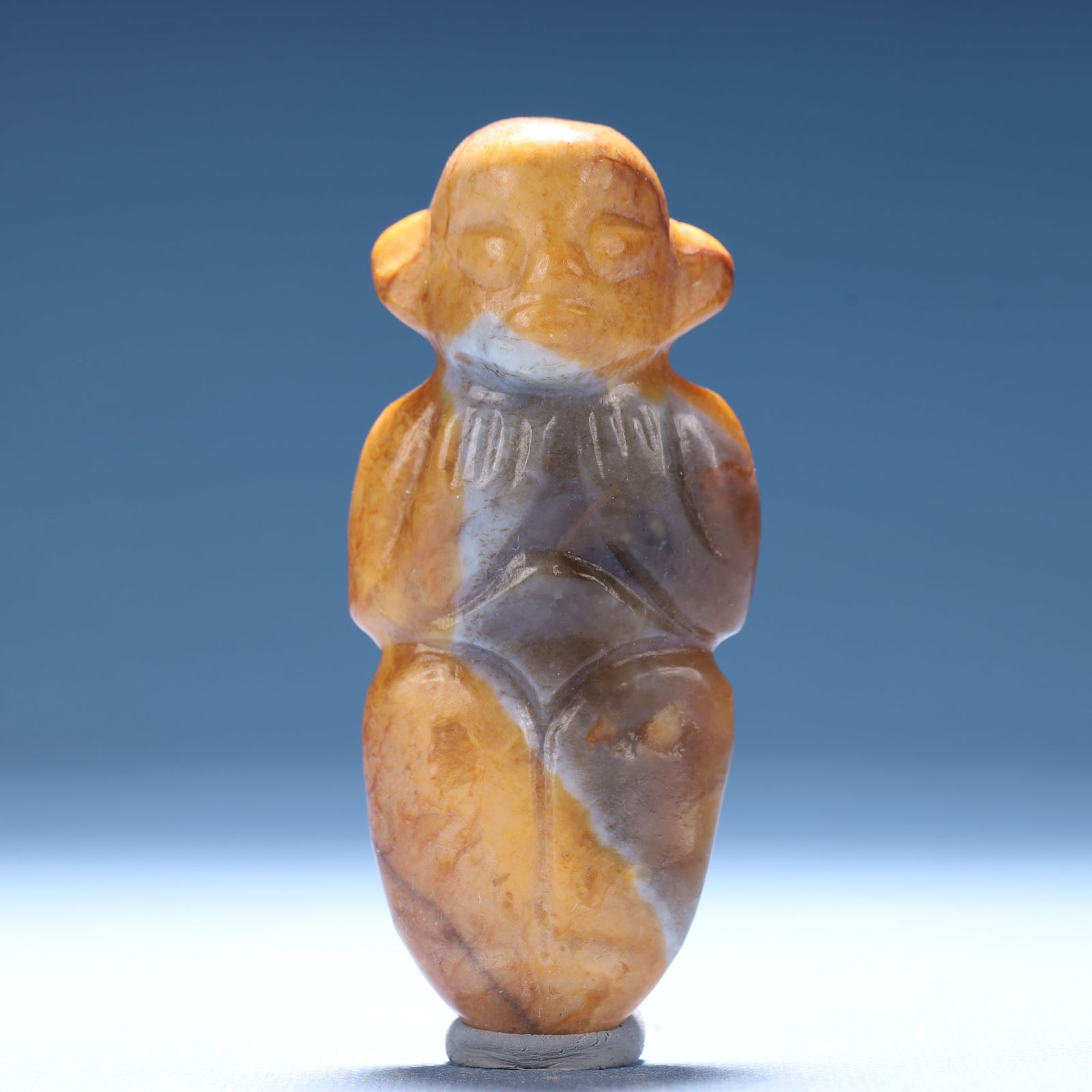 An Archaic Hongshan Culture Yellow Jade Figure Ornament (1 of 3)