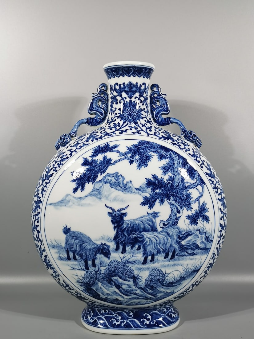 A Exquisite Blue and White Lotus Sheep Pattern Vase (1 of 9)