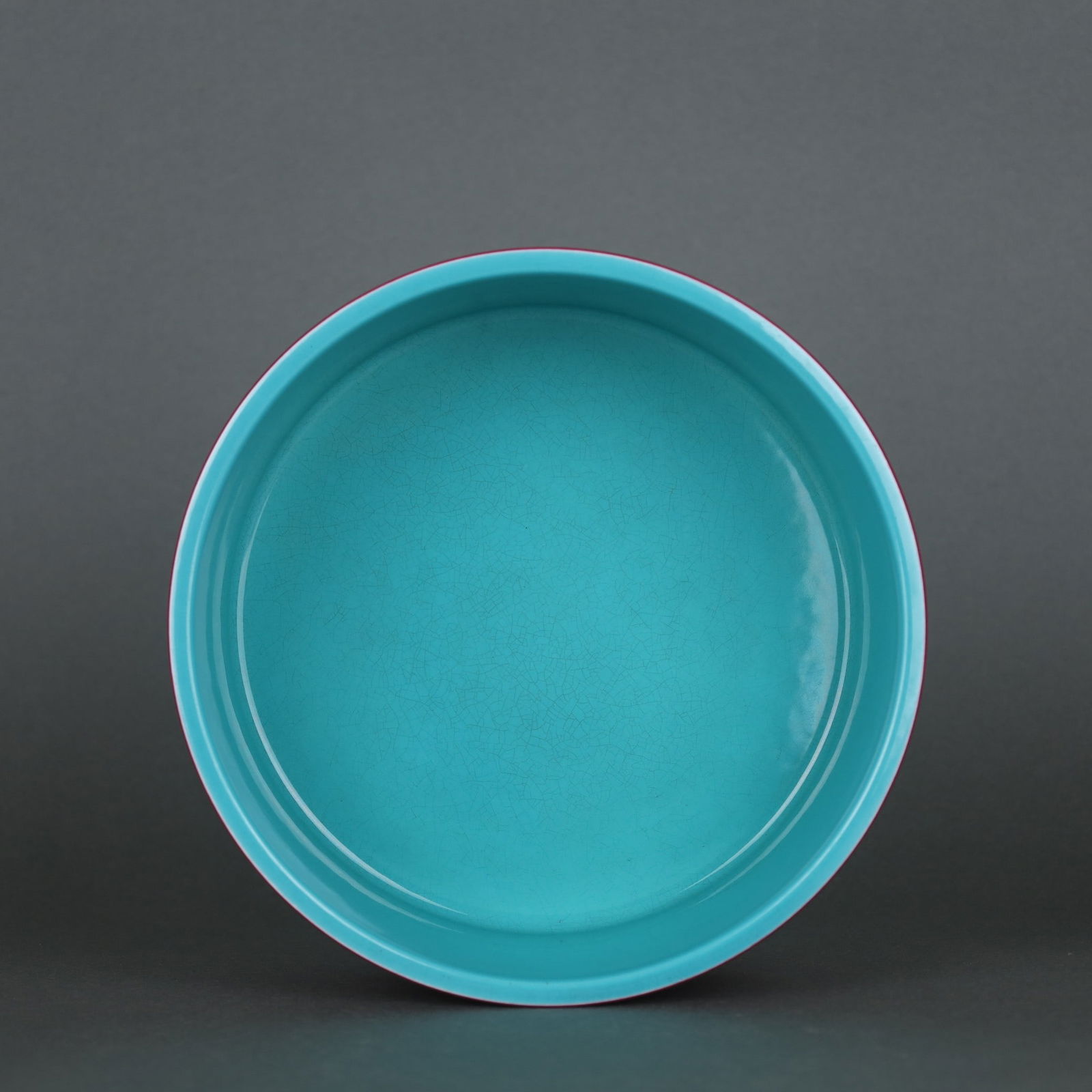 A Exquisite Ruby Red Ground Enamel Flower Pattern Brush Washer - 4