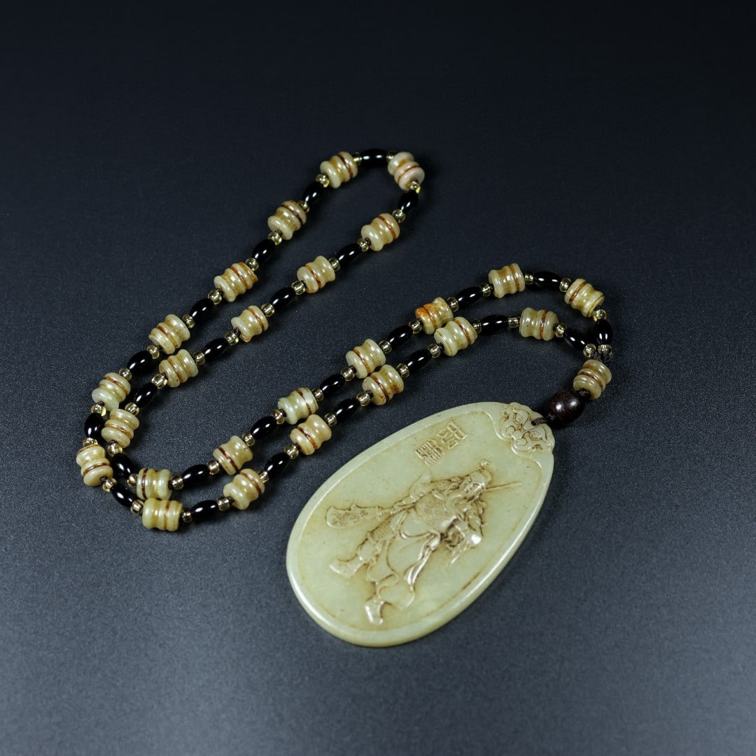 A Exquisite Hotan Jade Figures Pattern Brand - 3