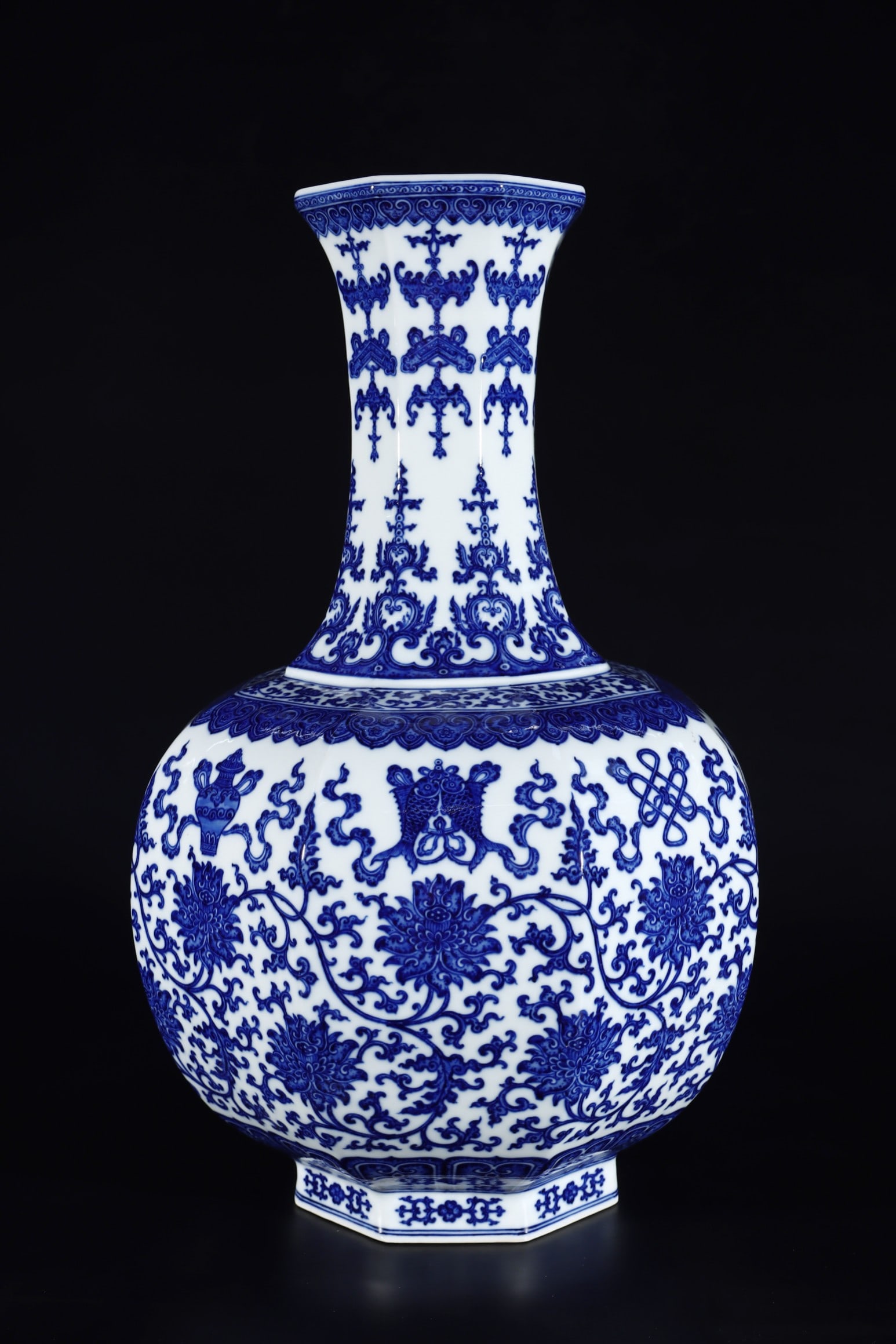 A Exquisite Blue and White Lotus Pattern Eight Treasures Pattern Vase (1 of 8)