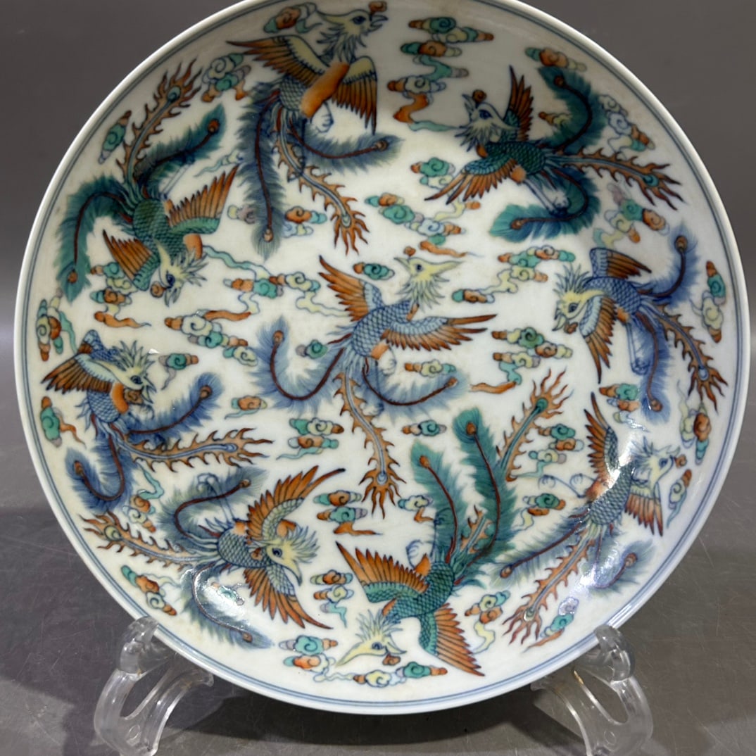 A Exquisite Doucai Phoenix Pattern Plate - 3