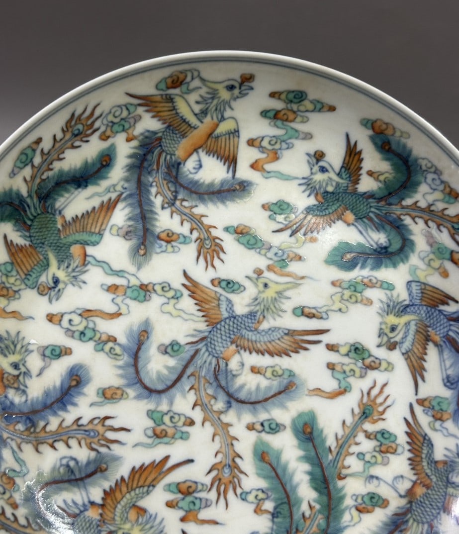 A Exquisite Doucai Phoenix Pattern Plate - 4