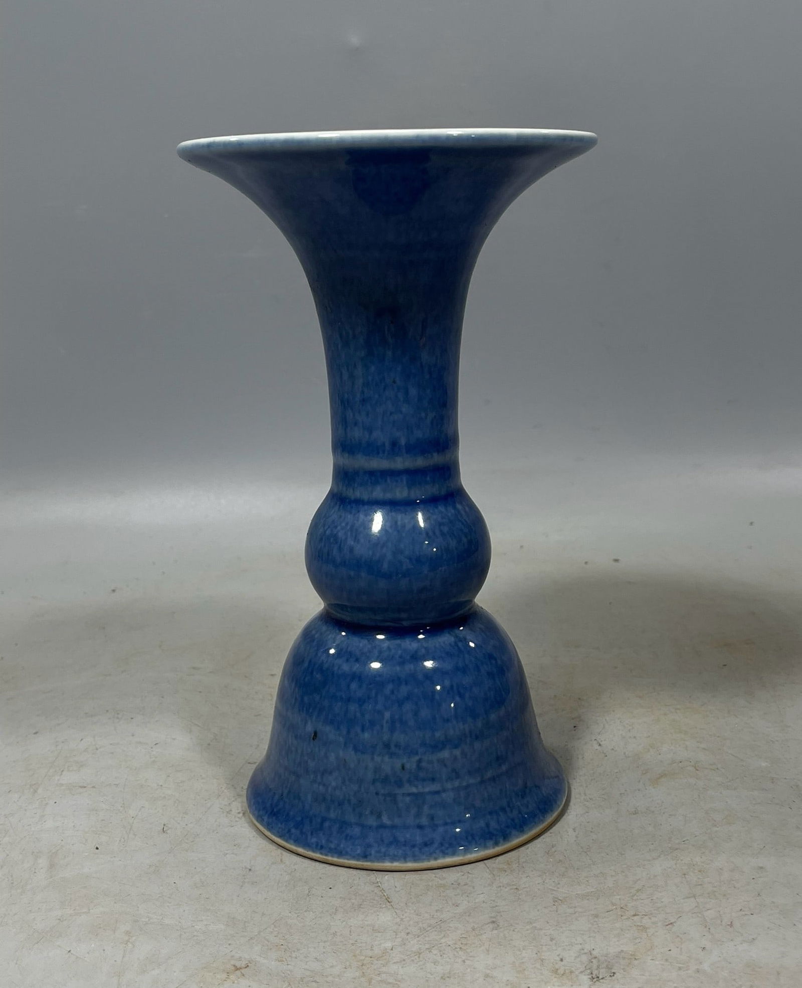 Ji Blue Glazed Vase: Ji Blue Glazed Vase,Ming Dynasty, China,Xuande Six-character Mark,Size:7.9inx4.7in 霁蓝釉瓶,中国明代,宣德六字款