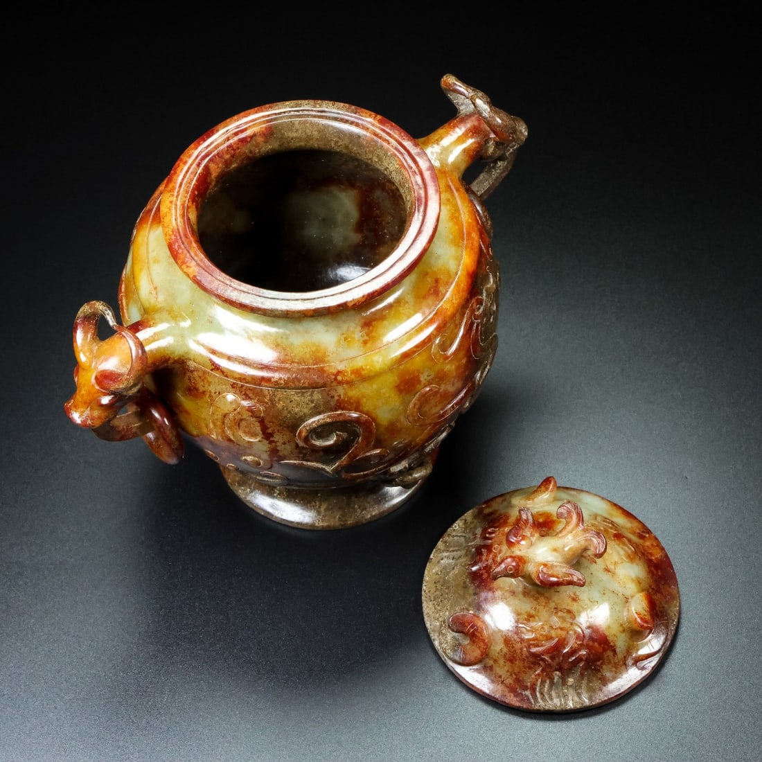 A Exquisite Hotan Jade Dragon Pattern Vase - 2