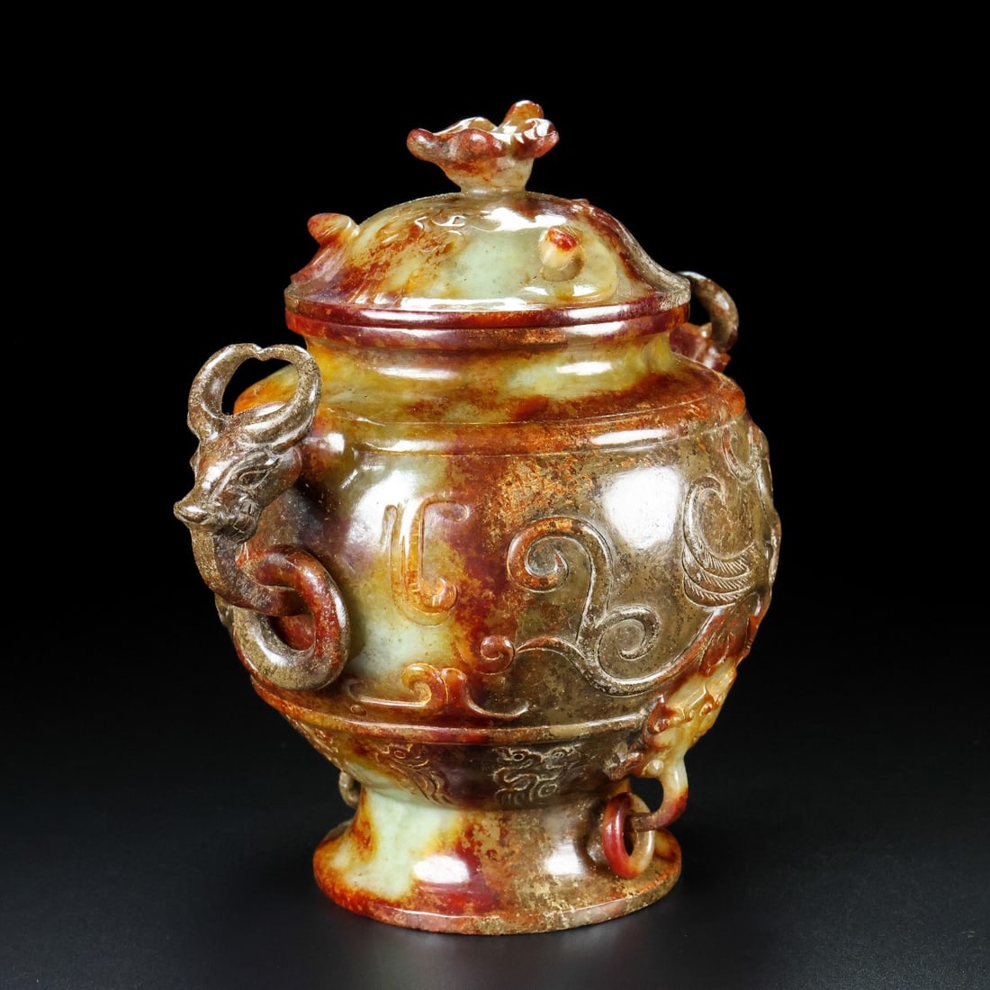 A Exquisite Hotan Jade Dragon Pattern Vase - 8