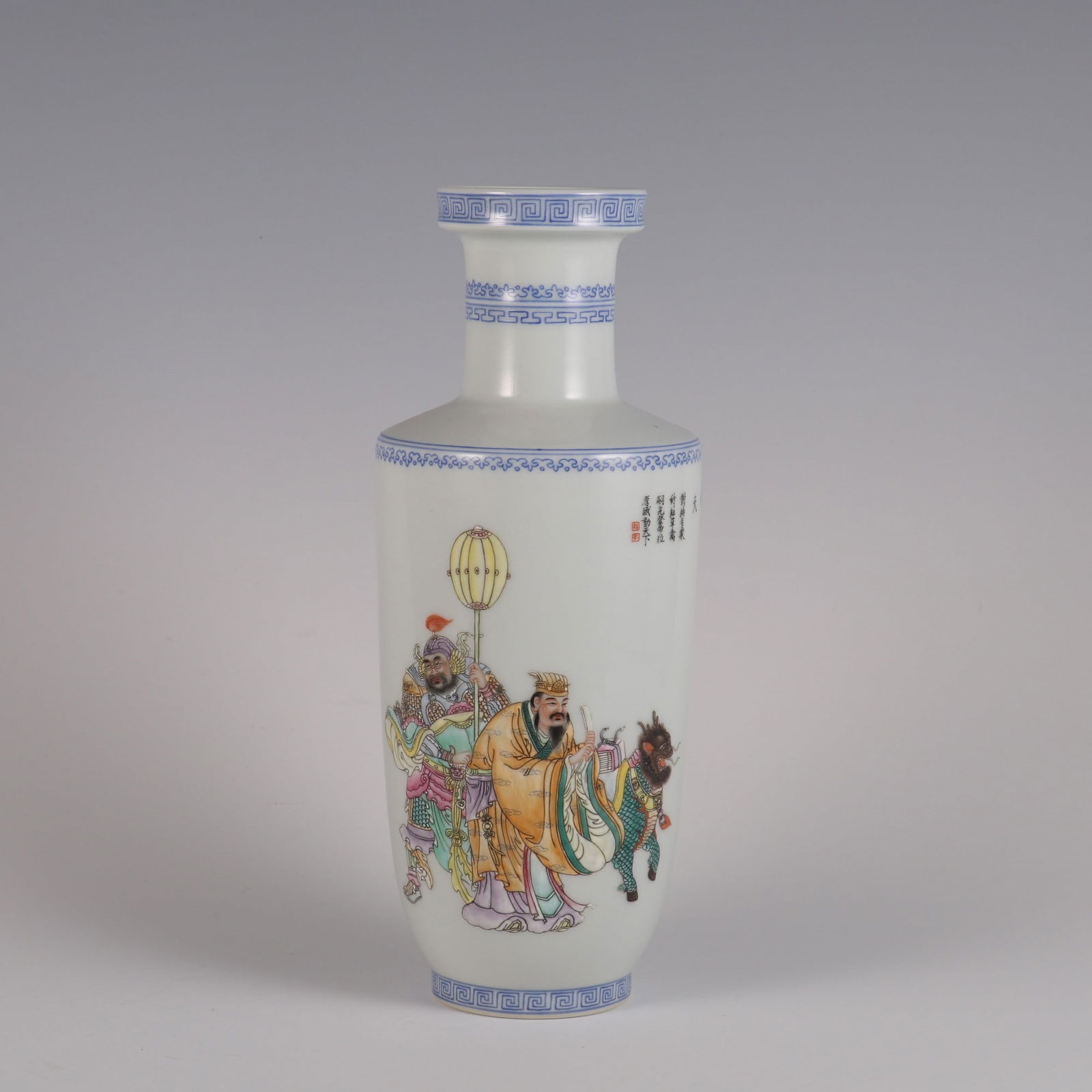 A Rare Enameled Figure Pattern Vase: A Rare Enameled Figure Pattern Vase,Qing Dynasty, China,Yongzheng Six-character Mark,Size:10inx3.9in 